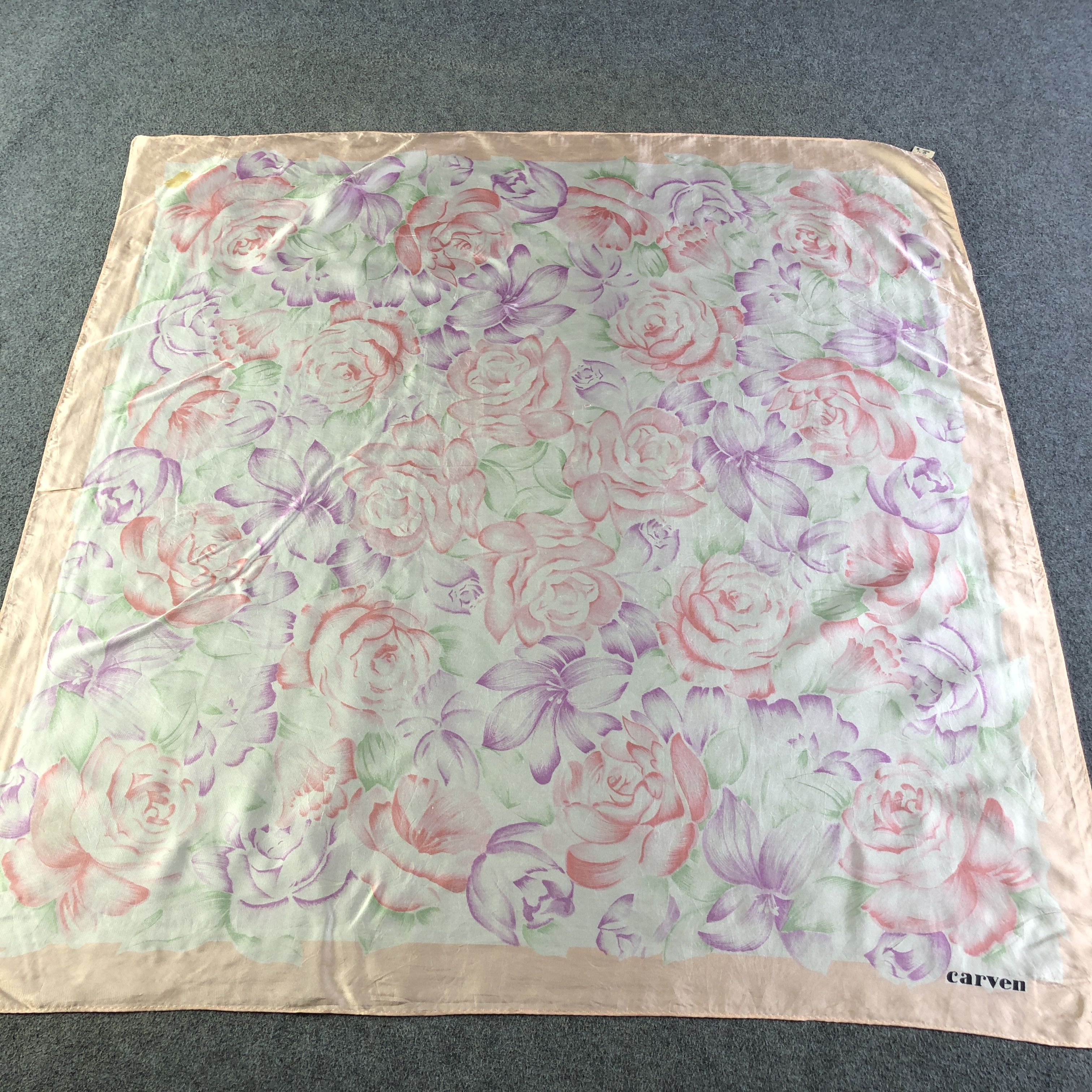 Carven Carven Floral Hand Rolled Silk Scarf M999 Size ONE SIZE - 2 Thumbnail