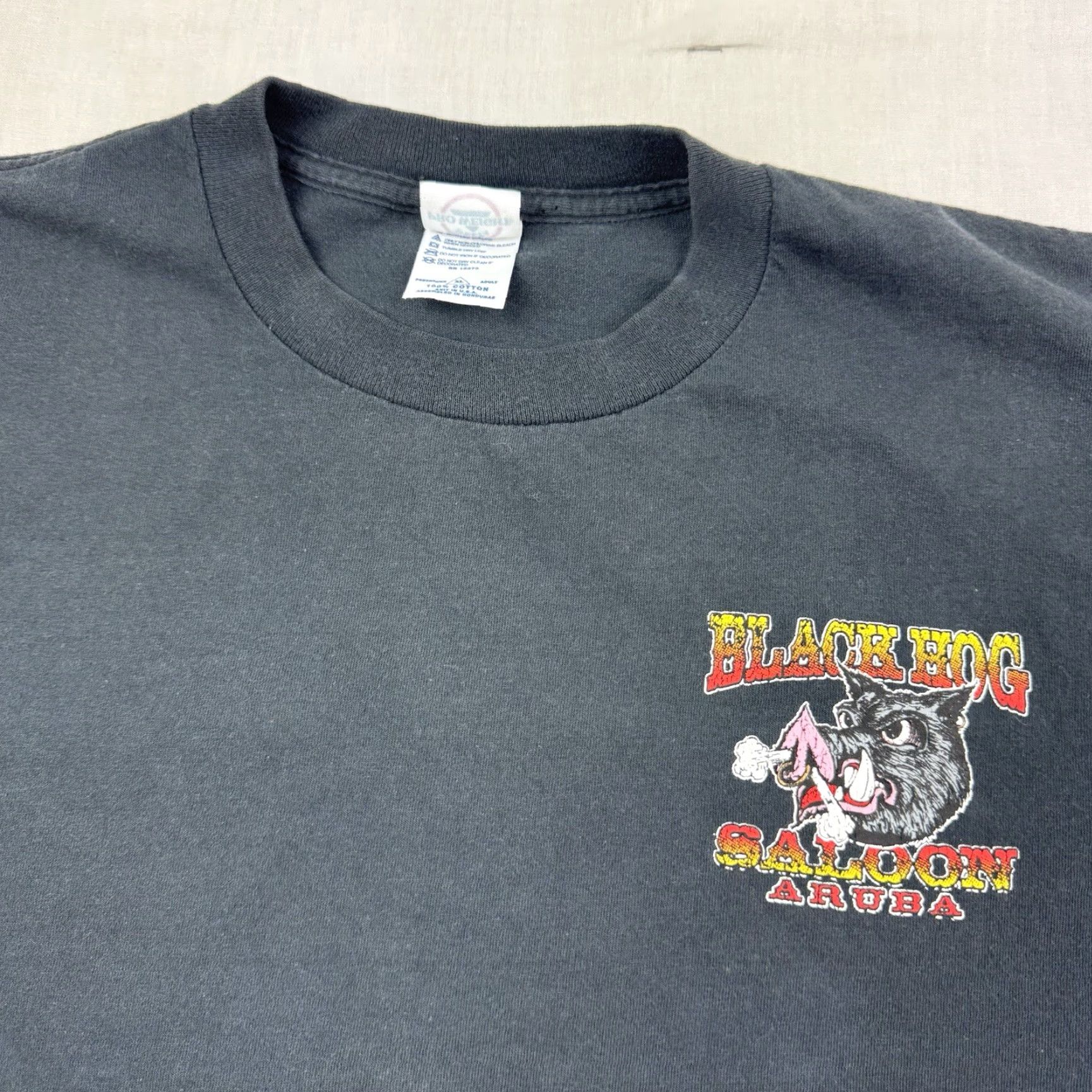 Delta VINTAGE Delta Hog Saloon T Shirt Adult XL Black Biker Grunge Punk Bar Y2K Mens XLarge Short Sleeve Crew Neck Vintage 1990s 2000s Size US XL / EU 56 / 4 - 7 Thumbnail