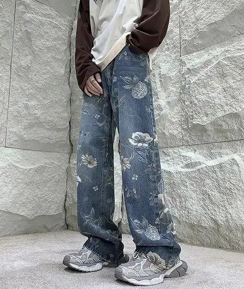Jean Fashion Floral Printed Jeans Size US 26 / EU 42 - 4 Thumbnail
