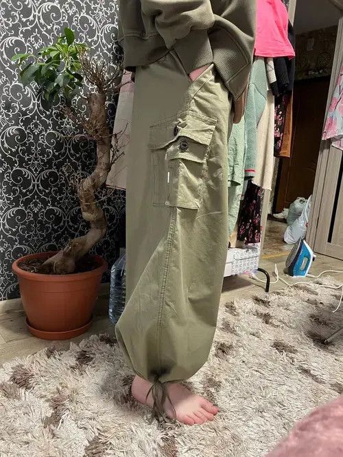 Anime × Indigo Bag Straight Pants Baggy Wide-leg Cropped Pants Size US 34 / EU 50 - 3 Thumbnail