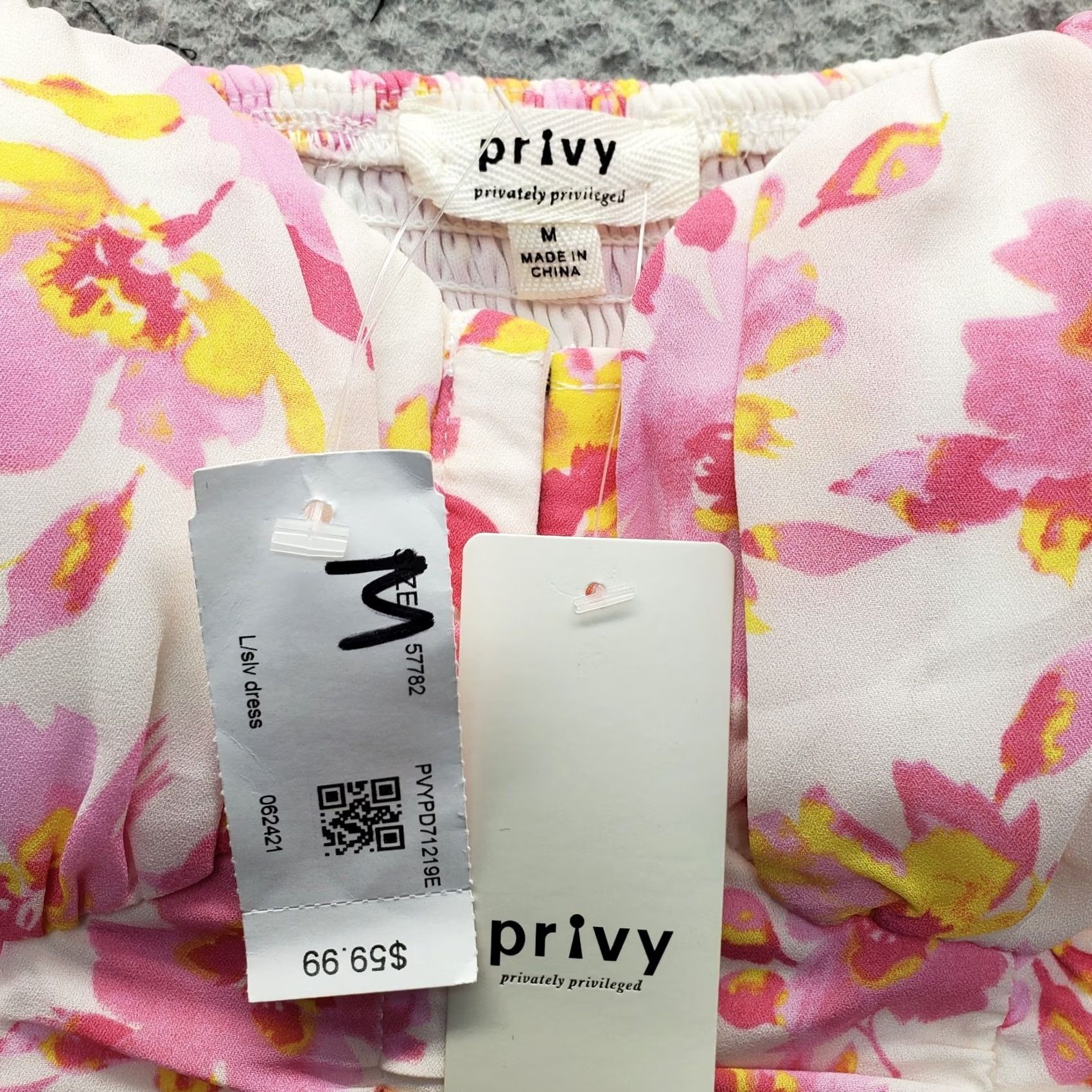 Vintage Privy Mini Dress Womens M Multi Floral Ruched Long Sleeve Back Hook & Eye Size M / US 6-8 / IT 42-44 - 5 Thumbnail