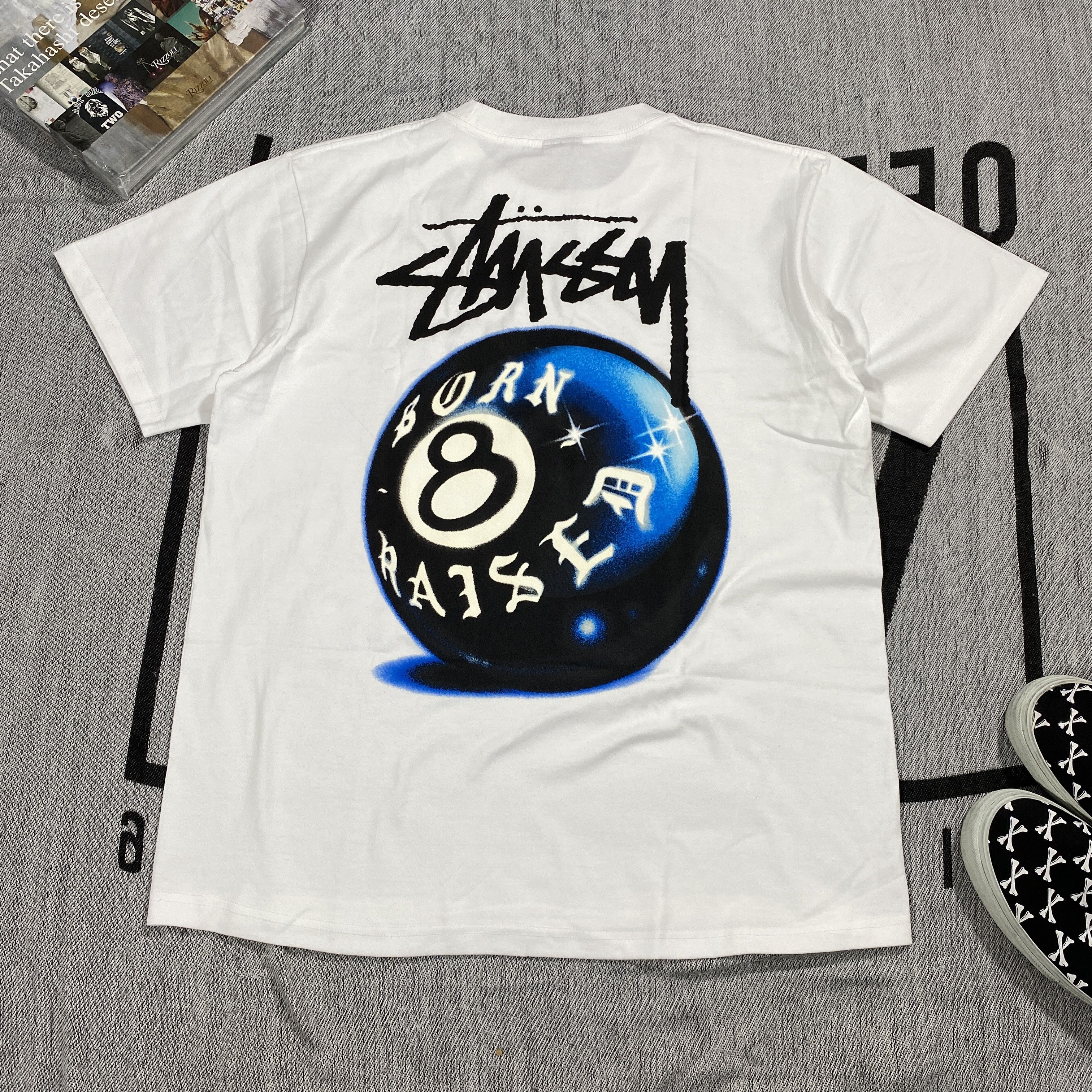 ❗️SALE❗️STUSSY&BORN X RAISED 8 BALL TEE L Stussy Born X Raised 8 Ball Tee White Men's - SS23 - US