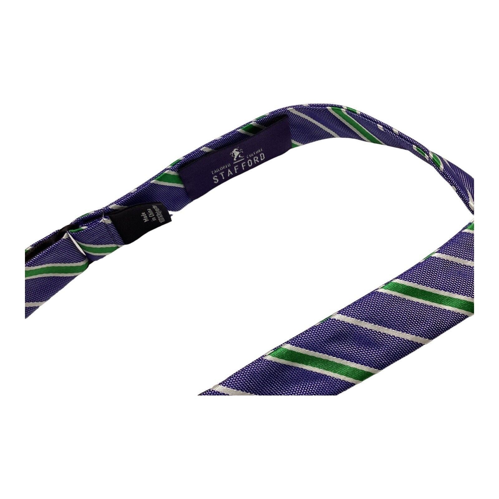 Stafford STAFFORD Blue Regimental Adjustable Self Bow Tie Polyester W Size ONE SIZE - 4 Thumbnail