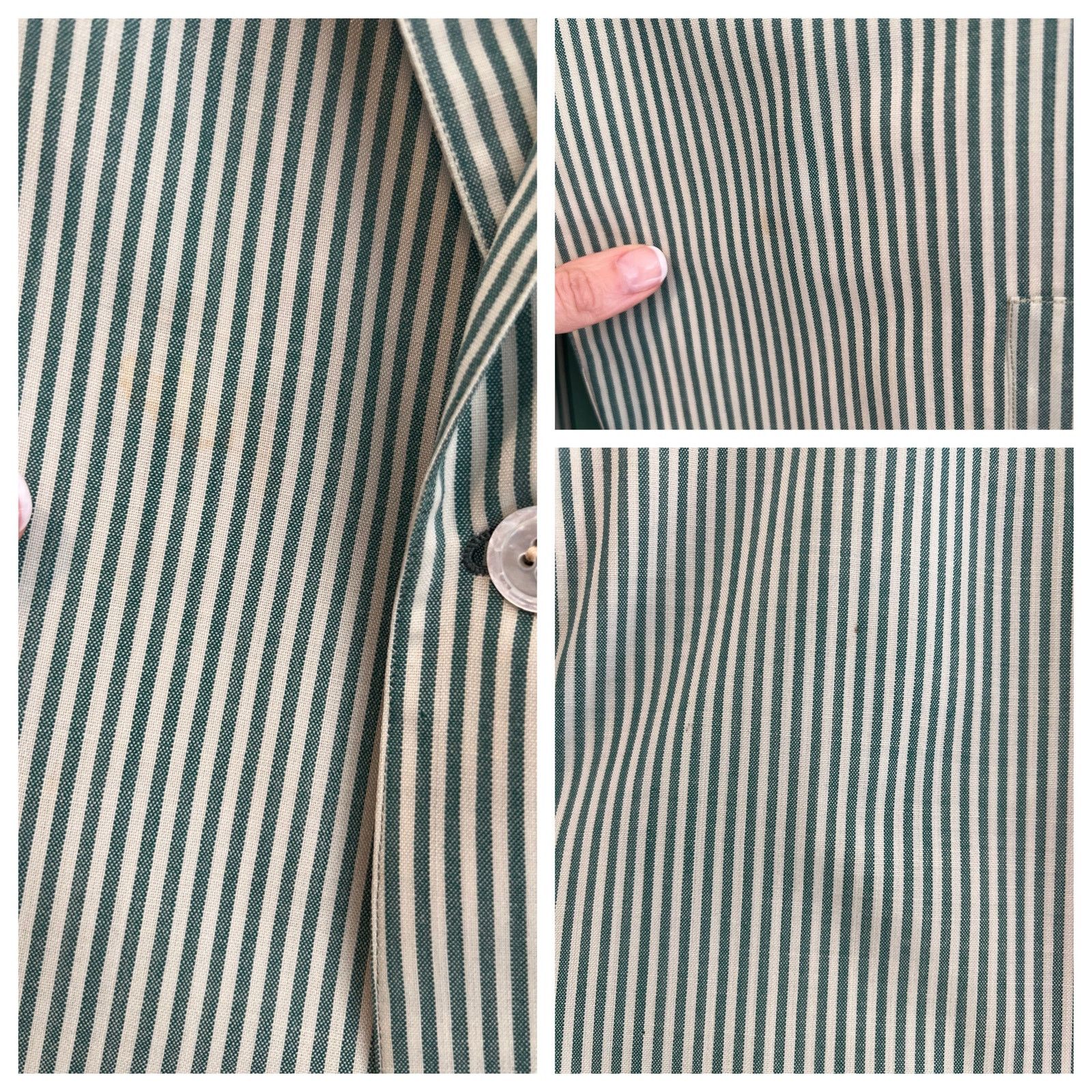 Hickey Freeman Hickey Freeman 3 Button Suit Jacket Green Pinstripe 44 Size 44R - 12 Thumbnail