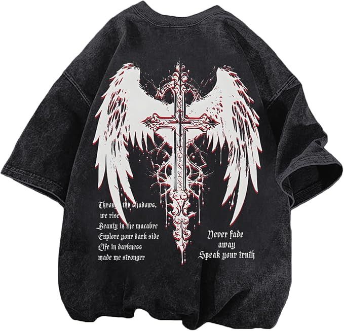 Other Gothic Cross Acid Wash Oversized Tee Size US L / EU 52-54 / 3 - 1 Thumbnail