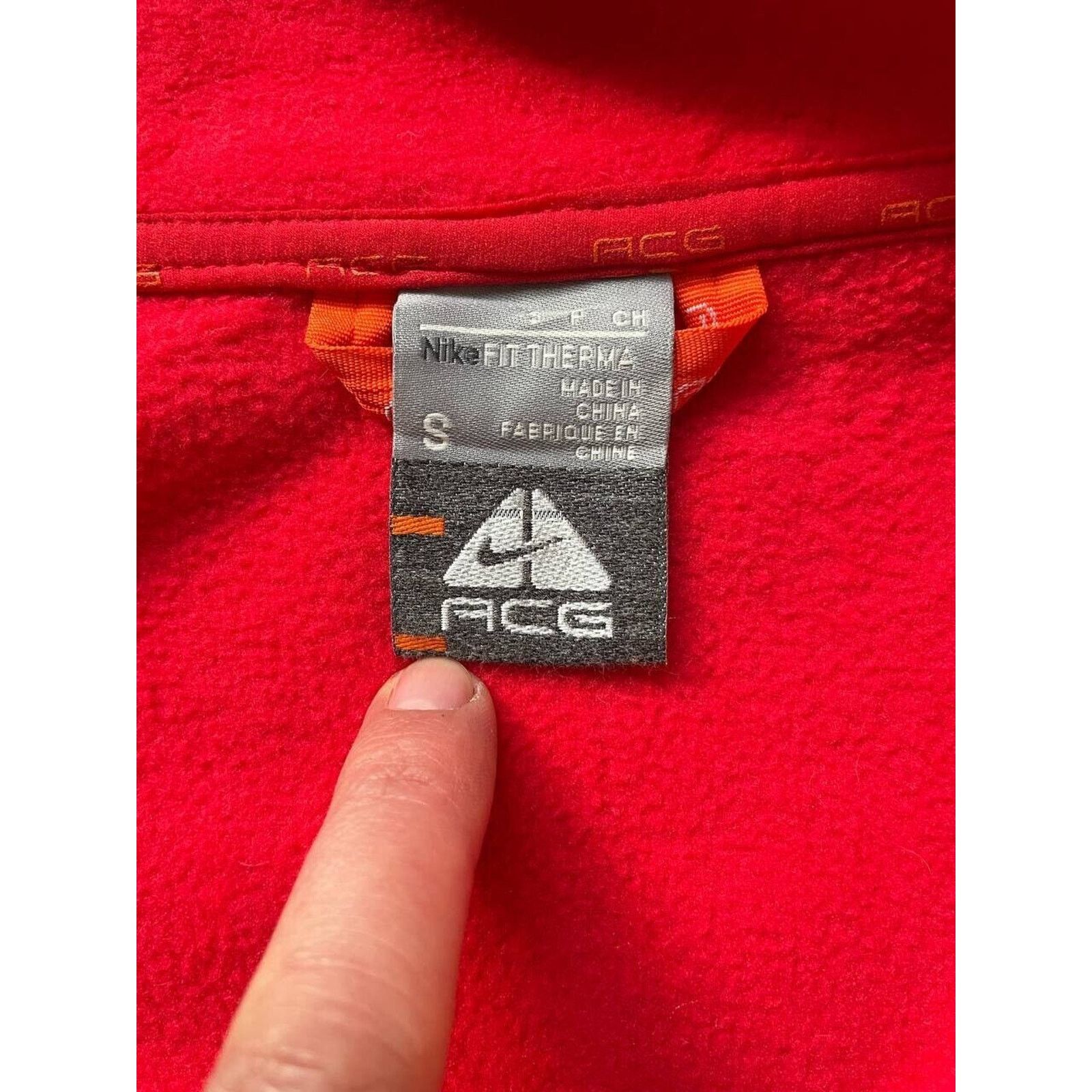 Nike × Vintage Vintage Nike ACG Red Fleece Jacket Outdoor Hiking Size US S / EU 44-46 / 1 - 7 Thumbnail