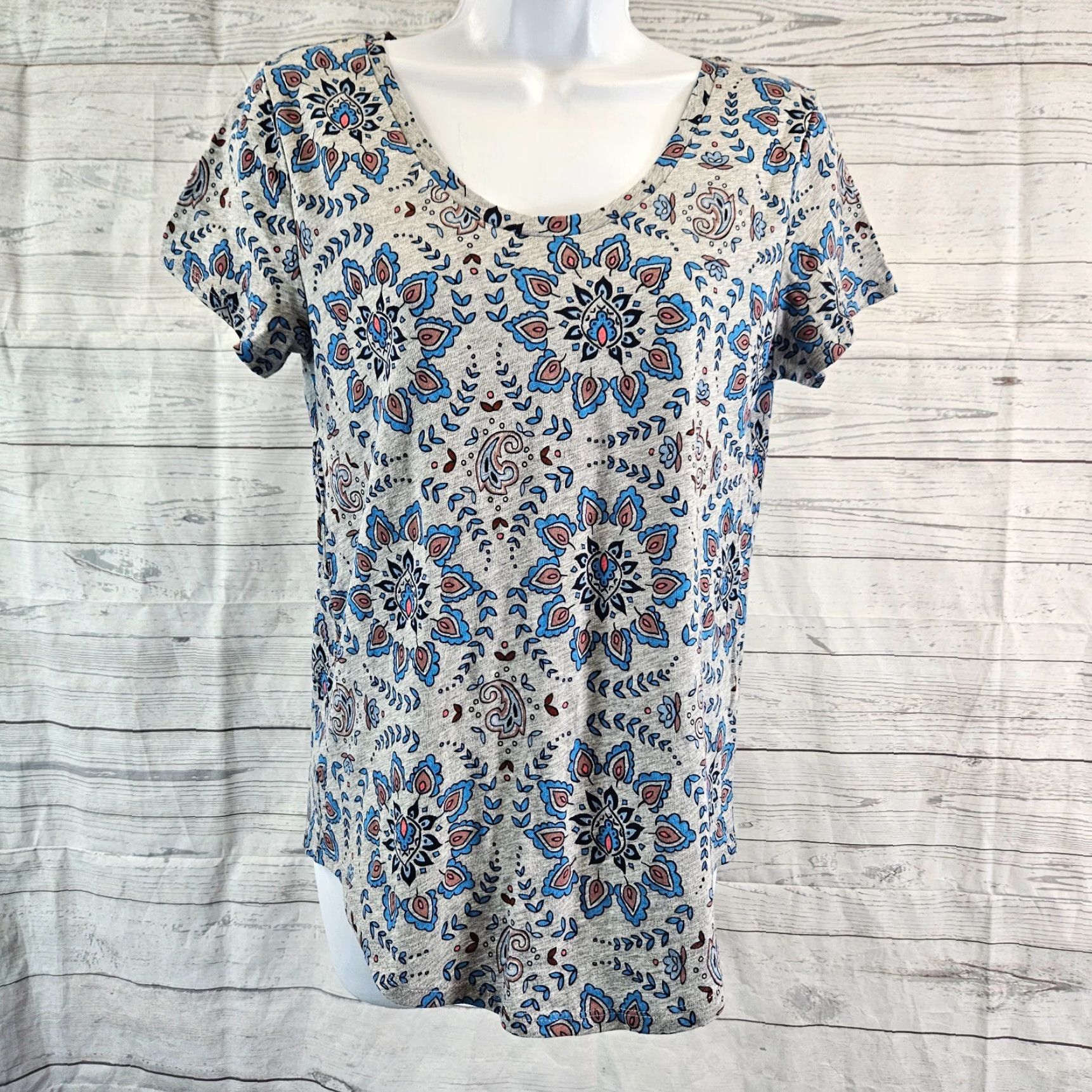 Loft VINTAGE LOFT Ann Taylor Womens Soft Tee XS Gray Short Sleeve Shirt Size 26" / US 2 / IT 38 - 2 Thumbnail
