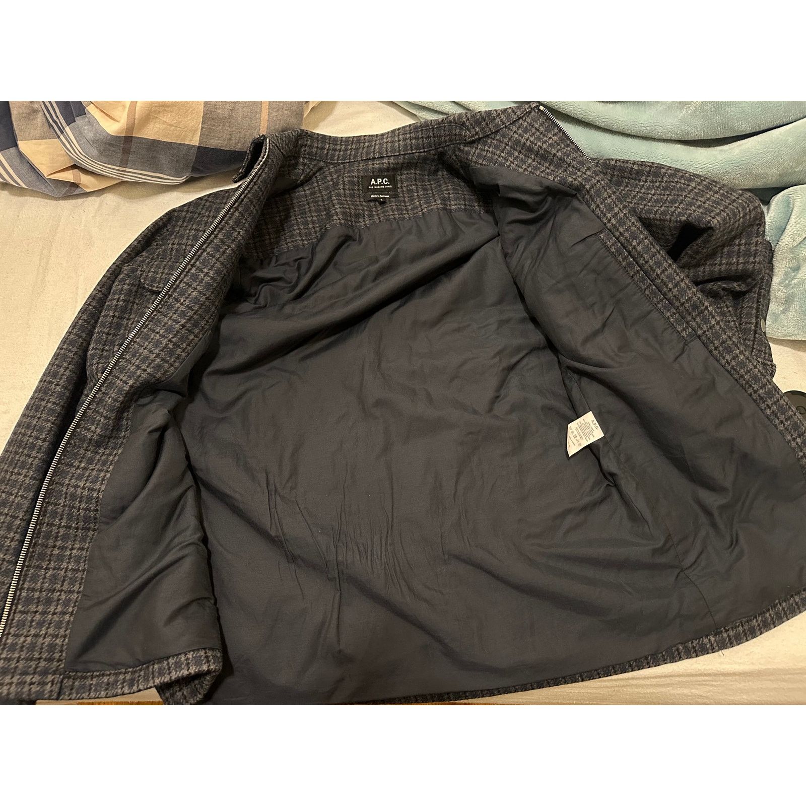A.P.C. A.P.C. Thibault Blue-Gray Checked Wool-Blend Jacket Size US S / EU 44-46 / 1 - 5 Thumbnail