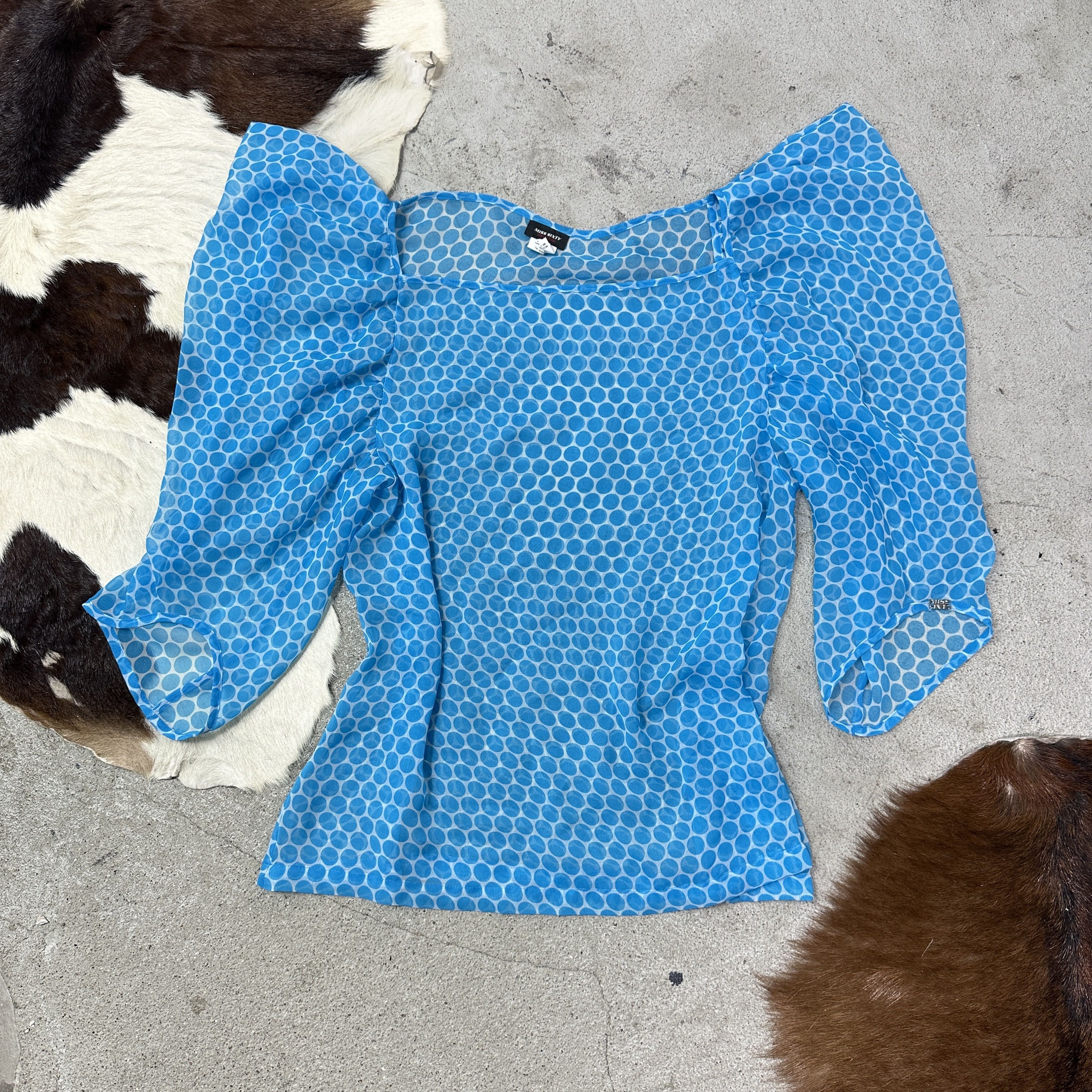 Miss Sixty Vintage Old Money Dot Print Miss Sixty Meshtop Y2K Size L / US 10 / IT 46 - 2 Thumbnail