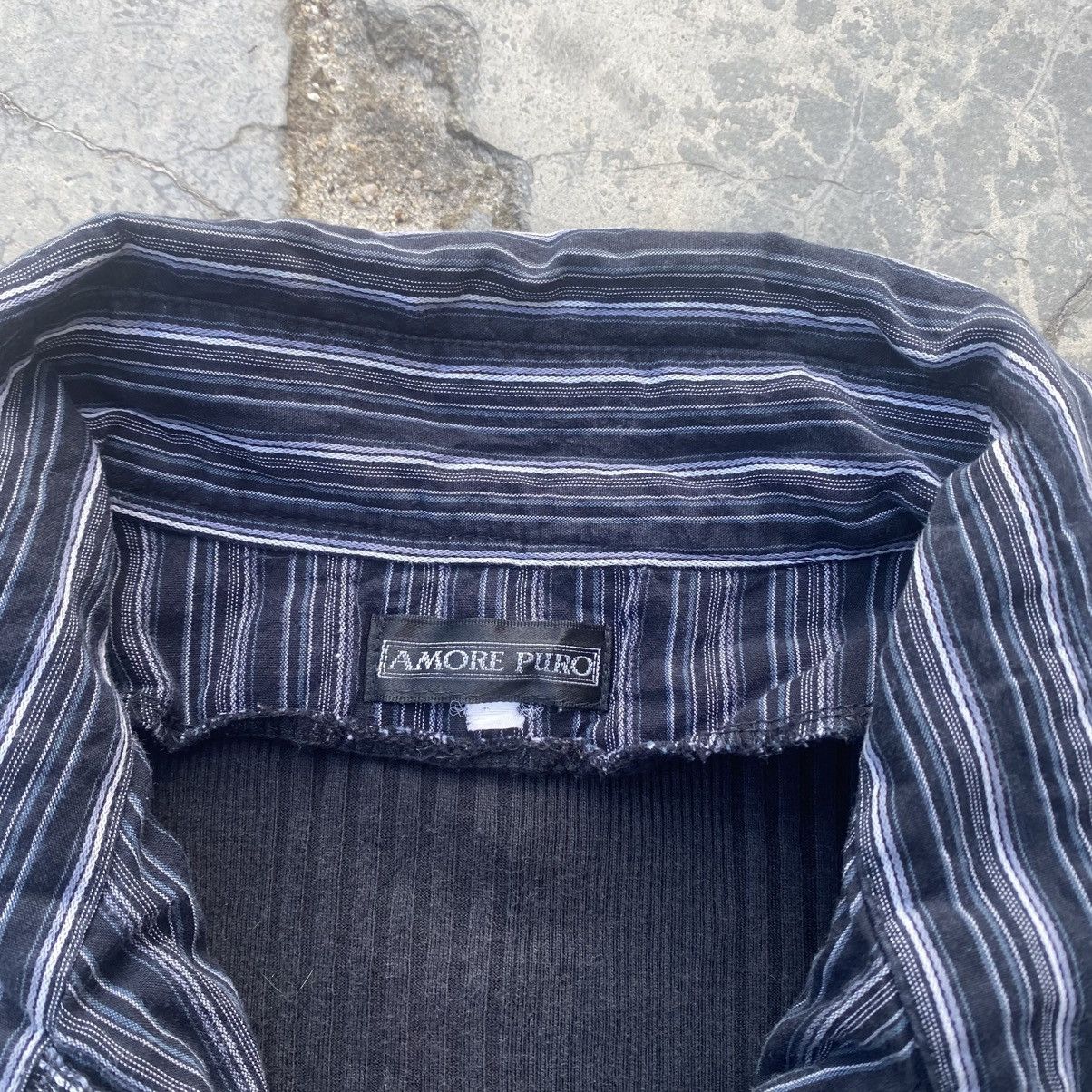 Japanese Brand AMORE PURO Stripe Collar Shirt Size US L / EU 52-54 / 3 - 4 Thumbnail