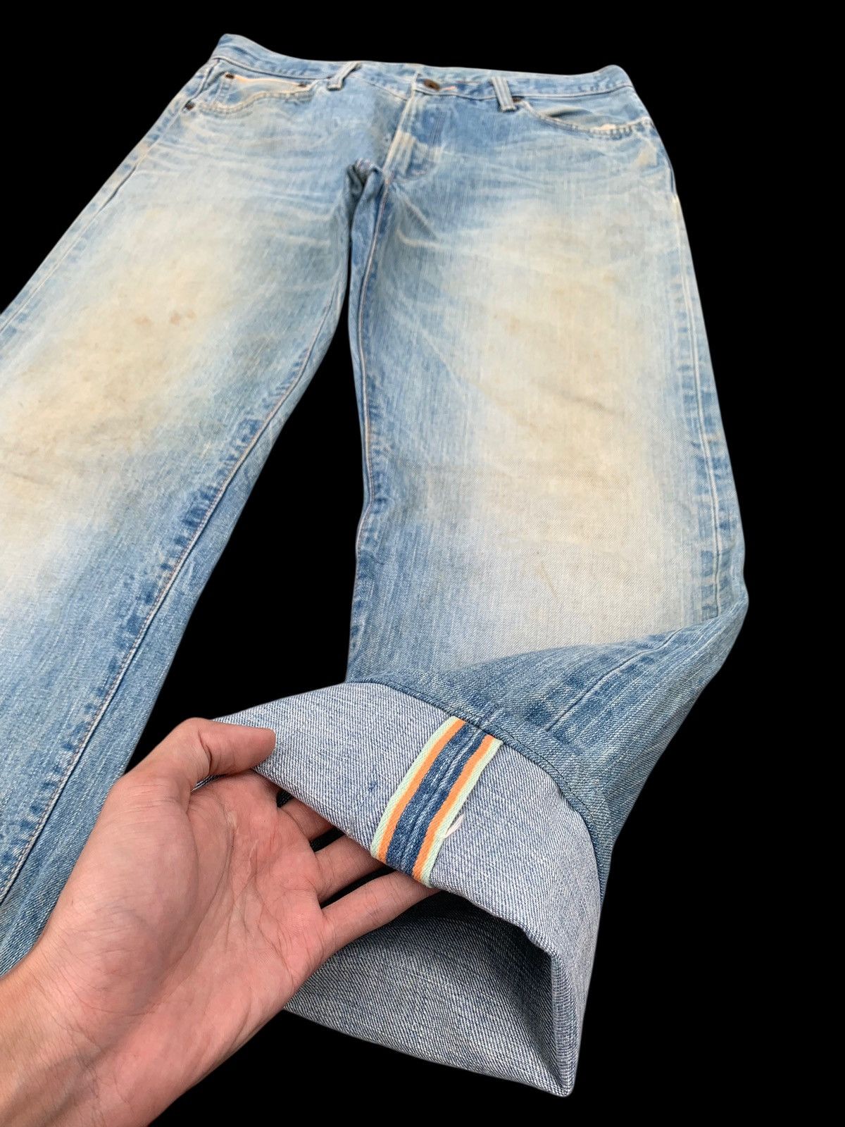 Edwin VINTAGE EDWIN 505s SELVEDGE FADED&RUSTY DISTRESSED DENIM Size US 32 / EU 48 - 5 Thumbnail