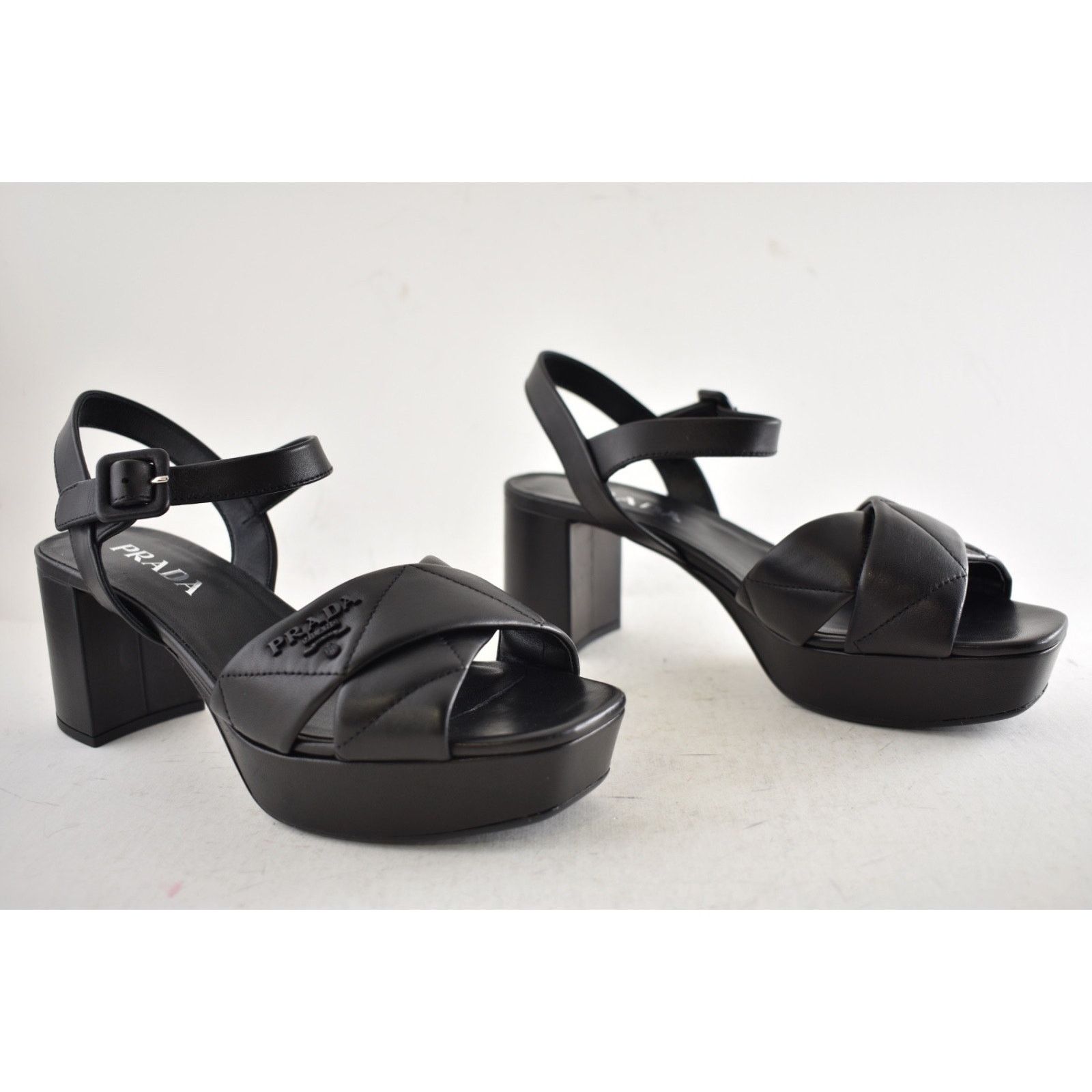 Prada Prada Quilted Nappa Leather Platform Sandal Block Heel 38 Size US 8 / IT 38 - 4 Thumbnail