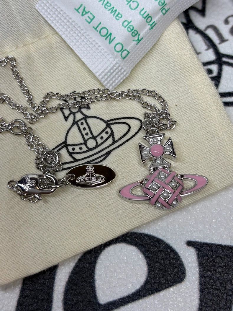 Vivienne Westwood Vivienne Westwood Pink Saturn necklace Size ONE SIZE - 1 Thumbnail