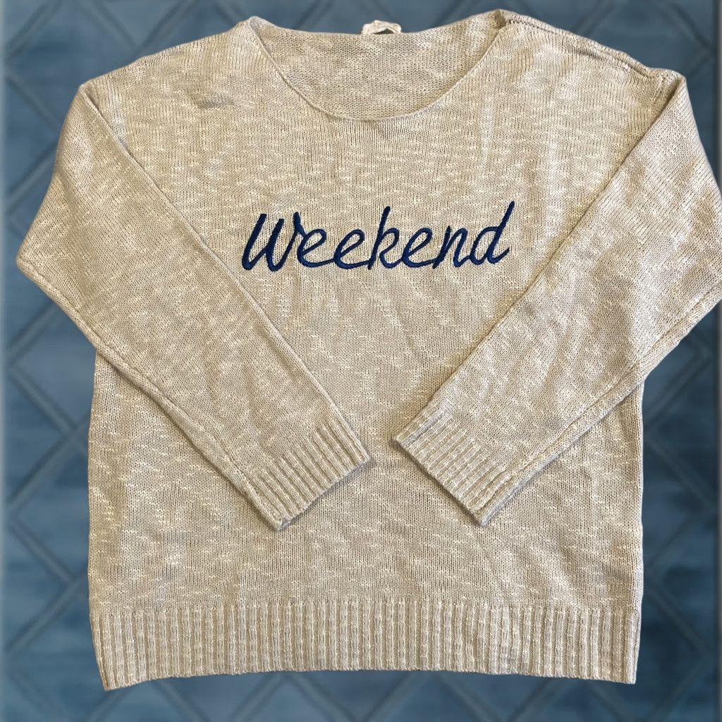 Vintage hem & thread WEEKEND Pullover Crew Neck Long Sleeve Sweater L Ivory Women Regular Knit Size L / US 10 / IT 46 - 1 Thumbnail
