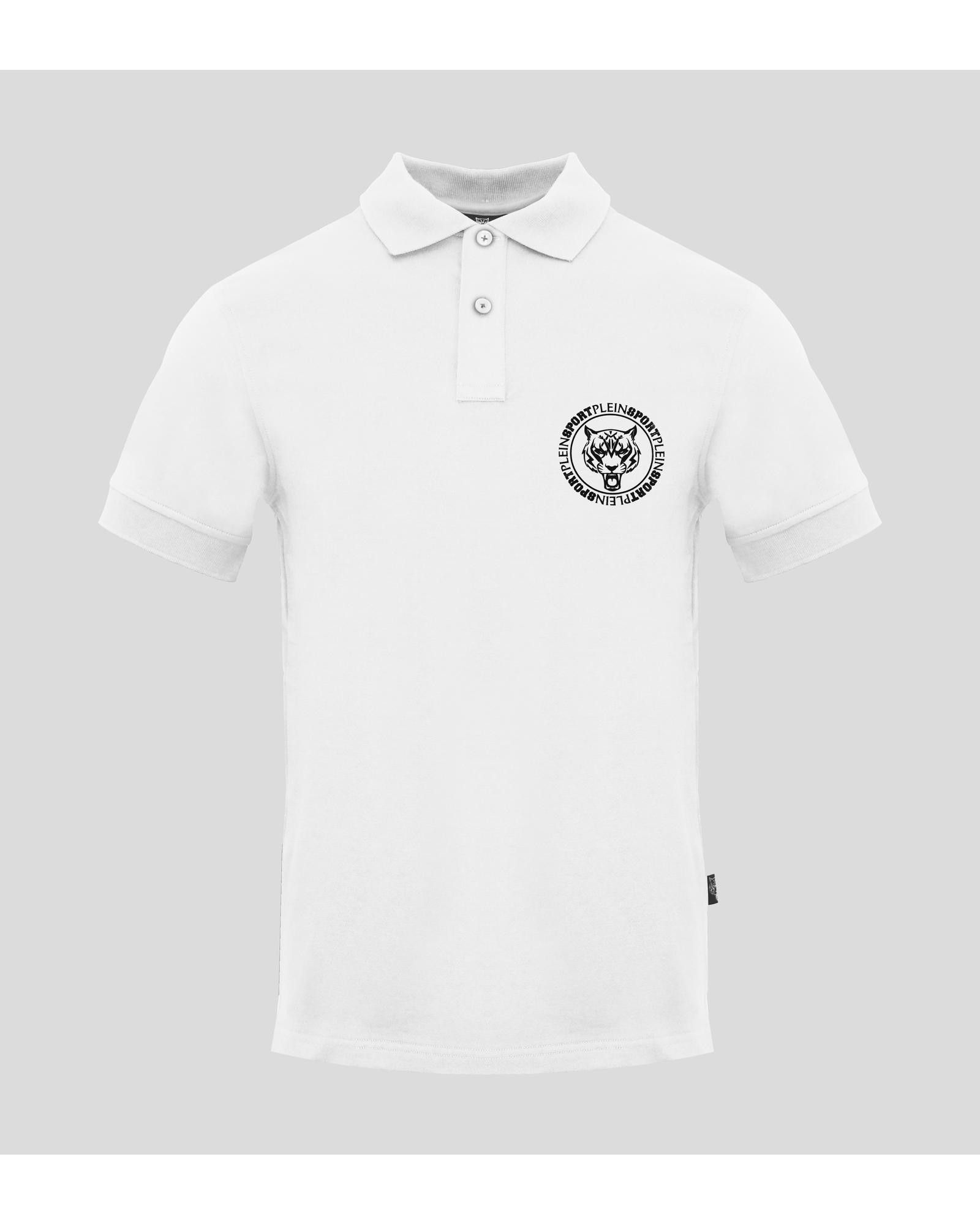 image of Philipp Plein Solid Short Sleeve Polo Shirt in White, Men's (Size XL)