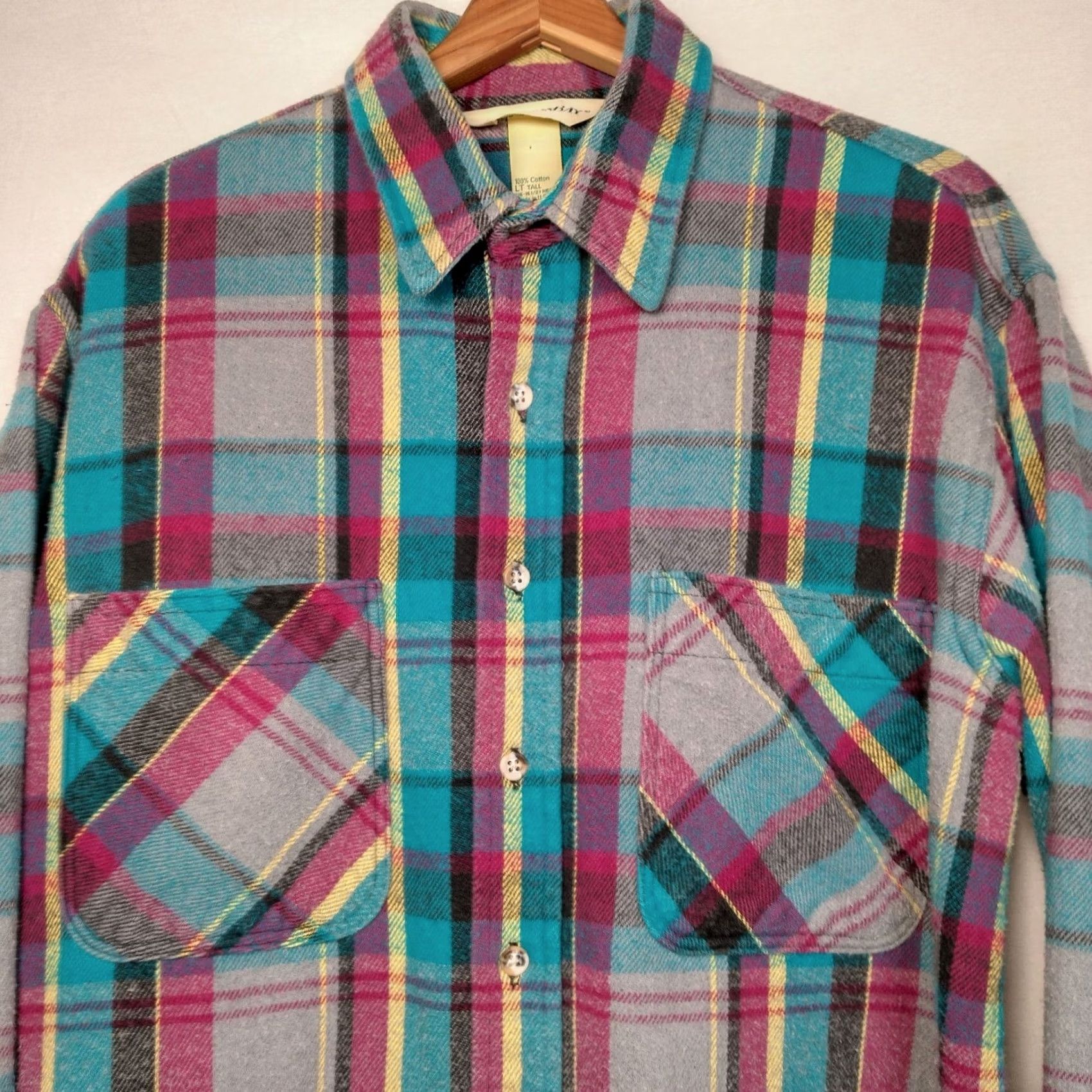 Vintage VINTAGE St John's Bay Flannel Shirt Men LT Large Tall Blue Purple Yellow USA Made Shirt Size US L / EU 52-54 / 3 - 2 Thumbnail
