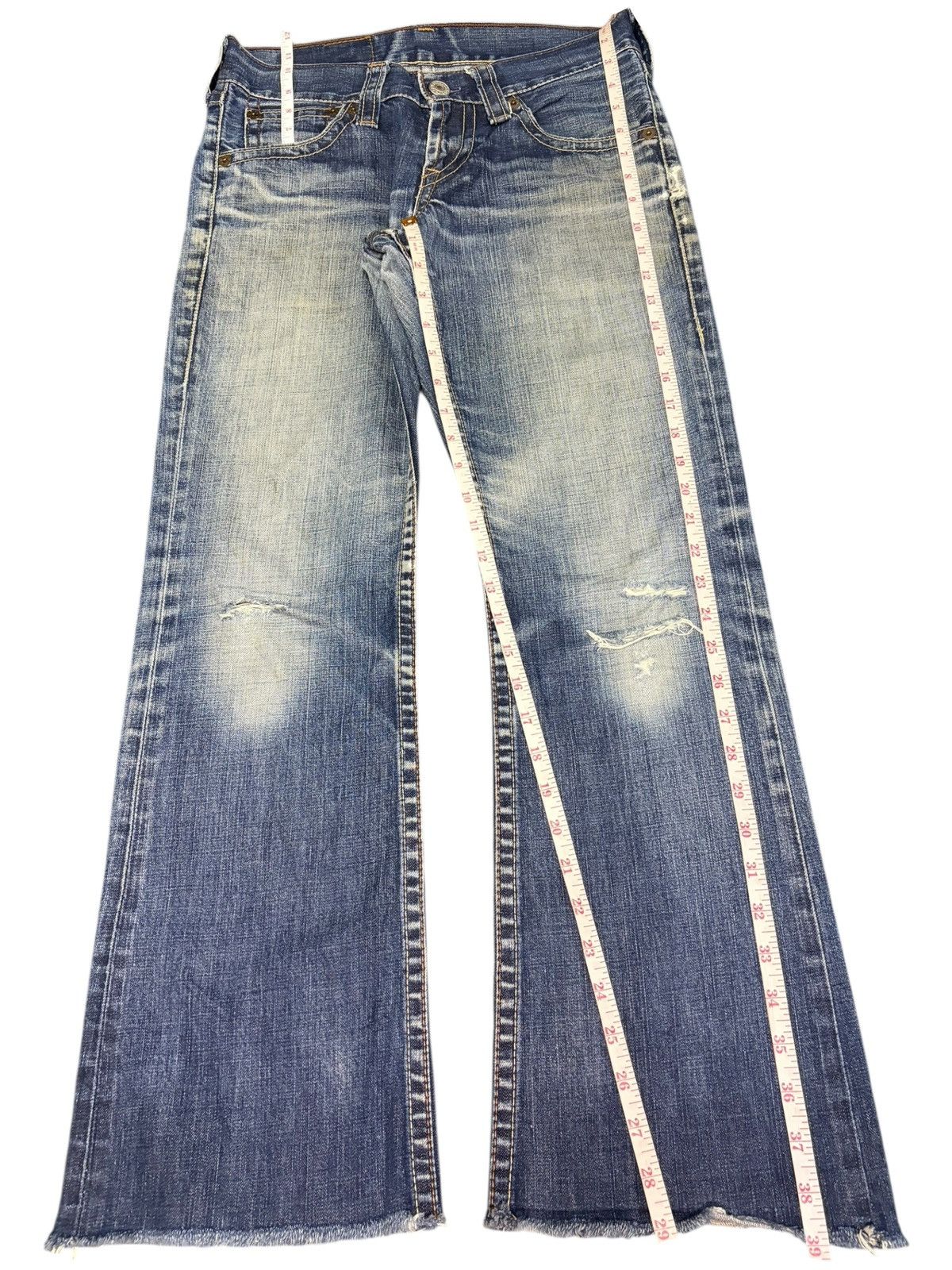 Levi's Vintage 90s Levis 507 Faded Wash Distress Flare Jeans Size 29" - 7 Thumbnail