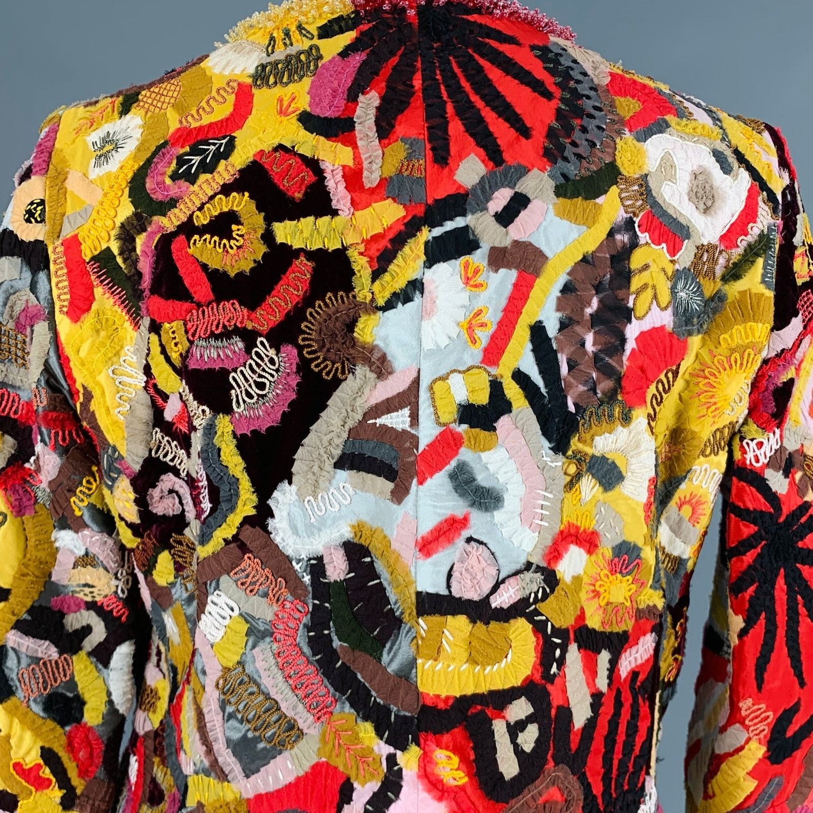 Oscar De La Renta OSCAR DE LA RENTA Size 6 Yellow Red Virgin Wool Blend Jacket Size M / US 6-8 / IT 42-44 - 5 Thumbnail