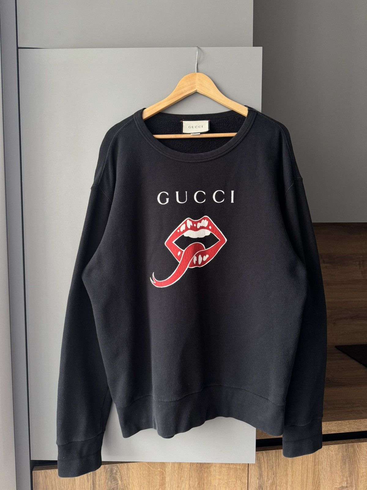 Gucci Devil Lips And Logo Print Sweatshirt