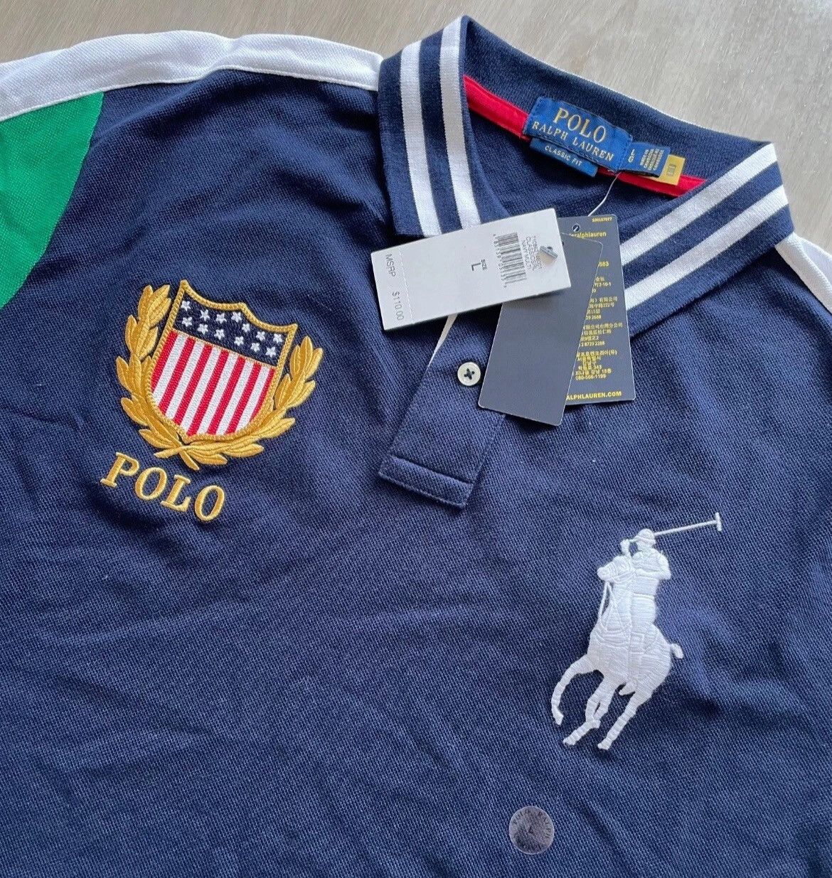 Polo Ralph Lauren Polo Ralph Lauren USA Flag Crest Big Pony Logo Classic Fit L Size US L / EU 52-54 / 3 - 2 Thumbnail