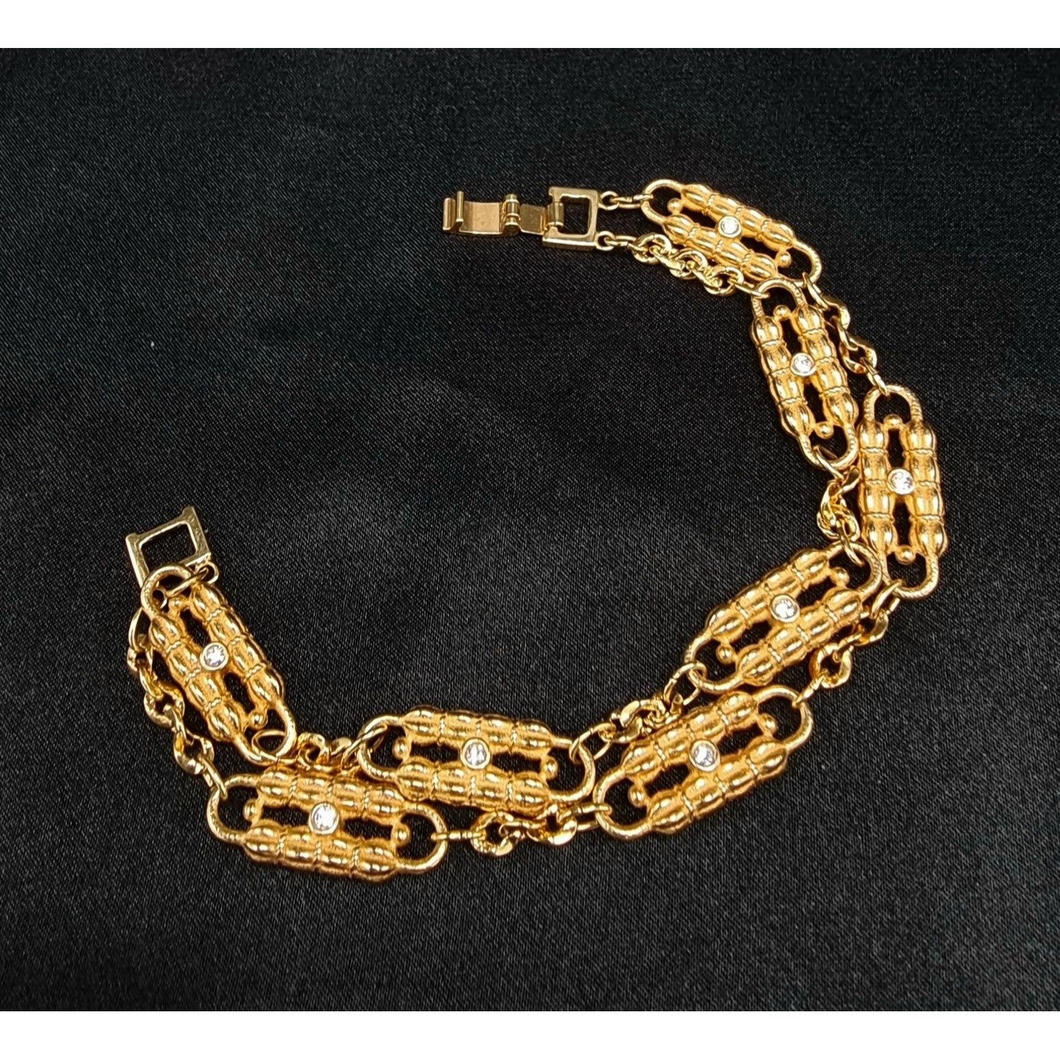 Vintage Vintage JBK Gold-Tone Chain Link Bracelet With Rhinestone Ac Size ONE SIZE - 1 Thumbnail
