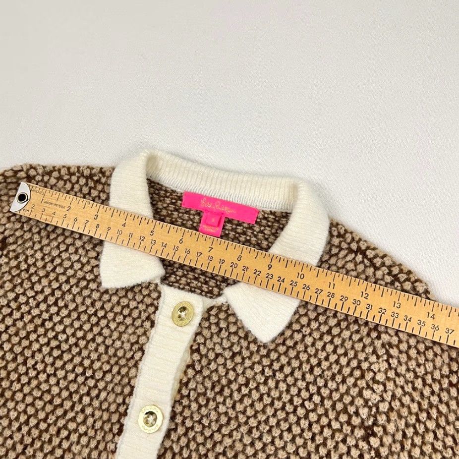 Lilly Pulitzer Lilly Pulitzer Cardigan Sweater Womens Small Brown Tweed Stretch Work Chic Prep Cardigan Knit Crew Neck 3/4 Sleeve Lightweight Pockets Regular Size S / US 4 / IT 40 - 6 Thumbnail