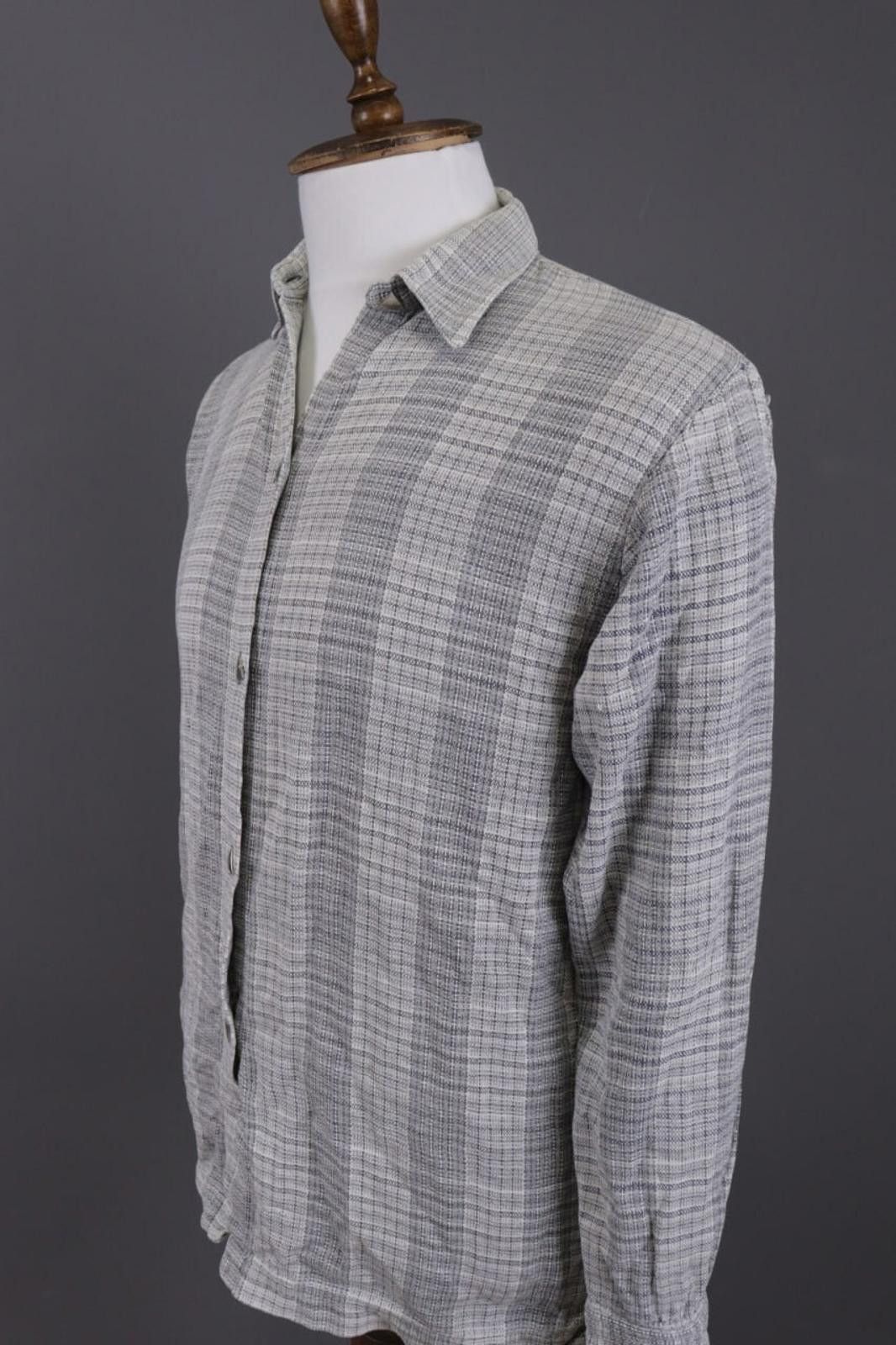 Designer Versace Sport Gray Check Textured Button Down Shirt Size 44 Size US M / EU 48-50 / 2 - 6 Thumbnail