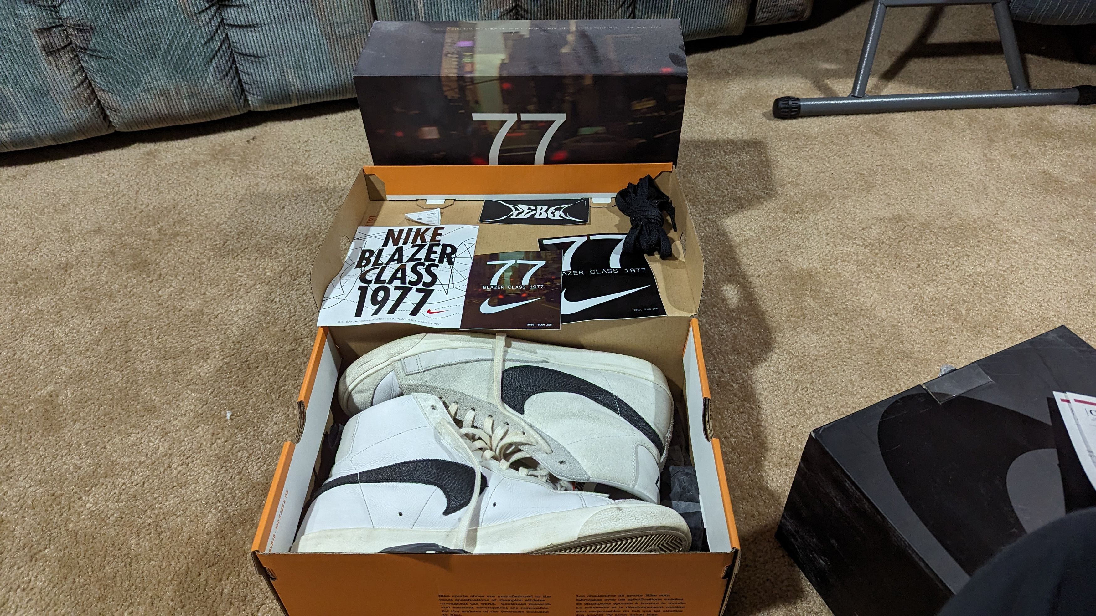 image of Nike Blazer Mid 77 Vintage Slam Jam Shoes in White, Men's (Size 12)