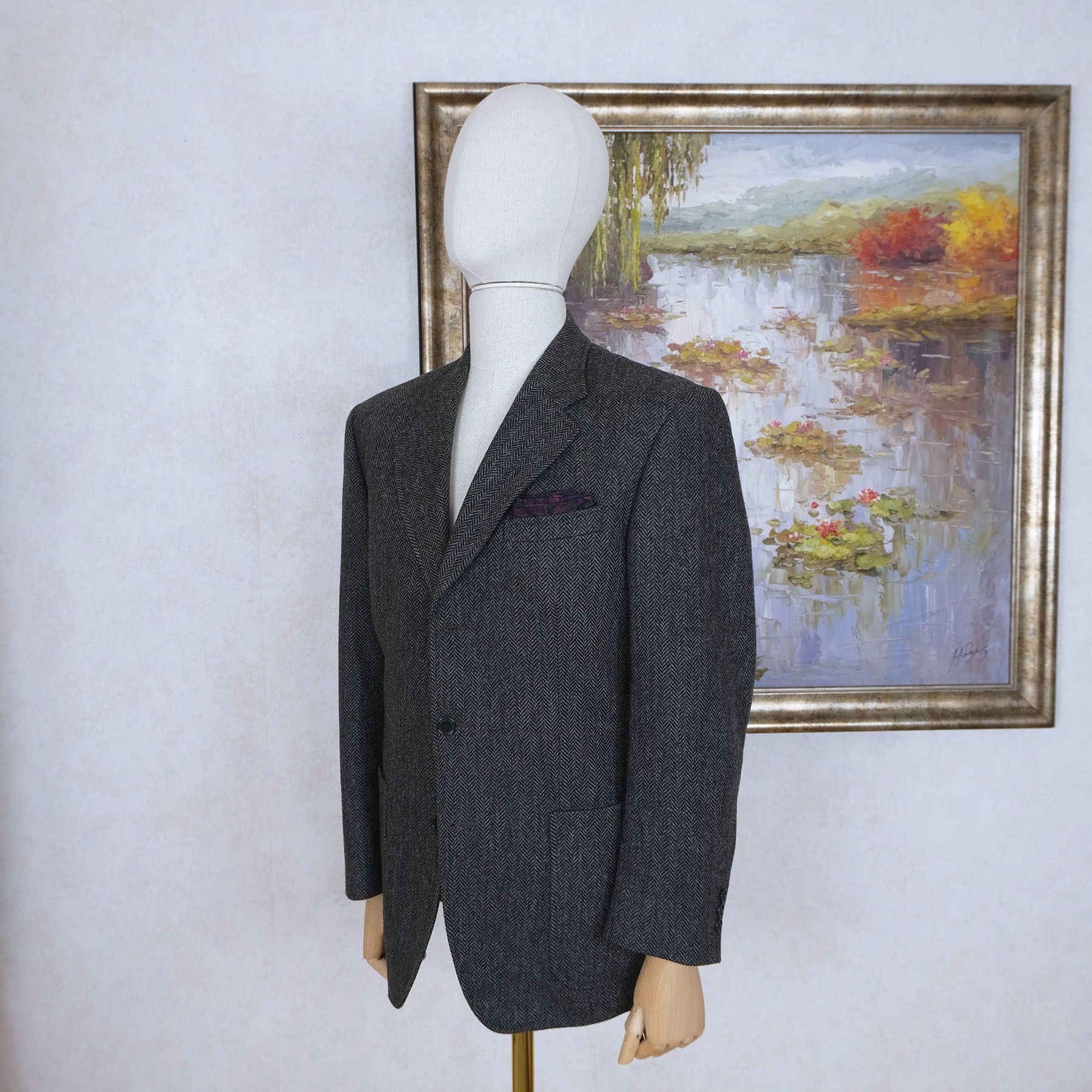 Other Sartoria Caracciolo, Grey Tweed Jacket, Size 40, Napoli Size 40R - 3 Thumbnail
