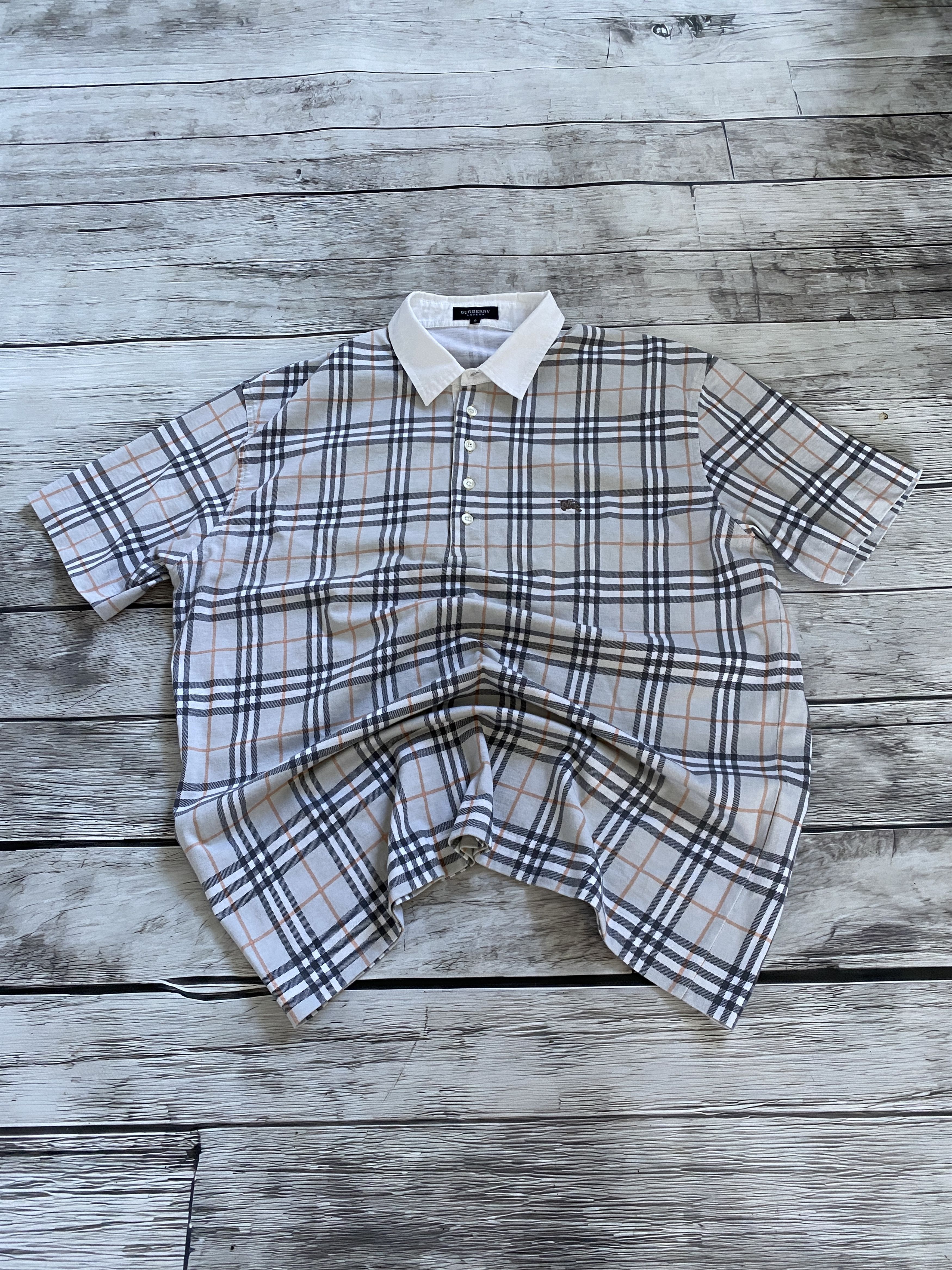 Vintage Burberry London Rare Polo Shirt Checkerd 90s