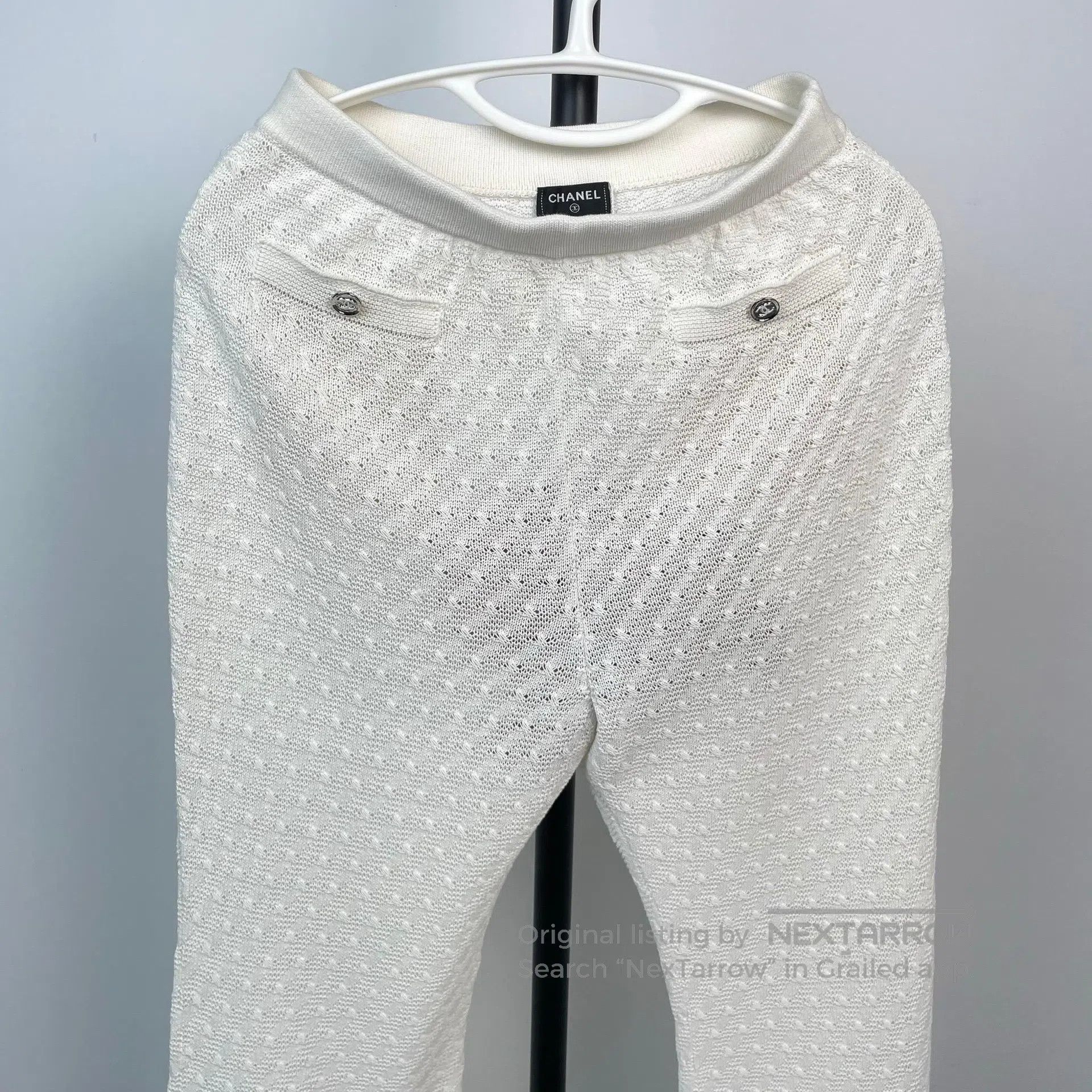 Chanel Chanel White knitted casual pants| Size 35" - 3 Thumbnail