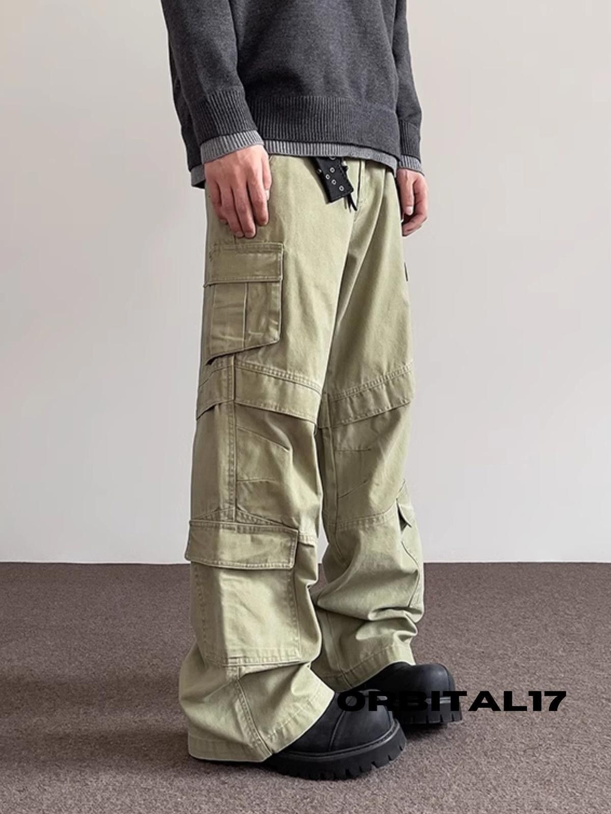 Vintage Green Cargo Micro Flared Pants Size US 30 / EU 46 - 2 Thumbnail