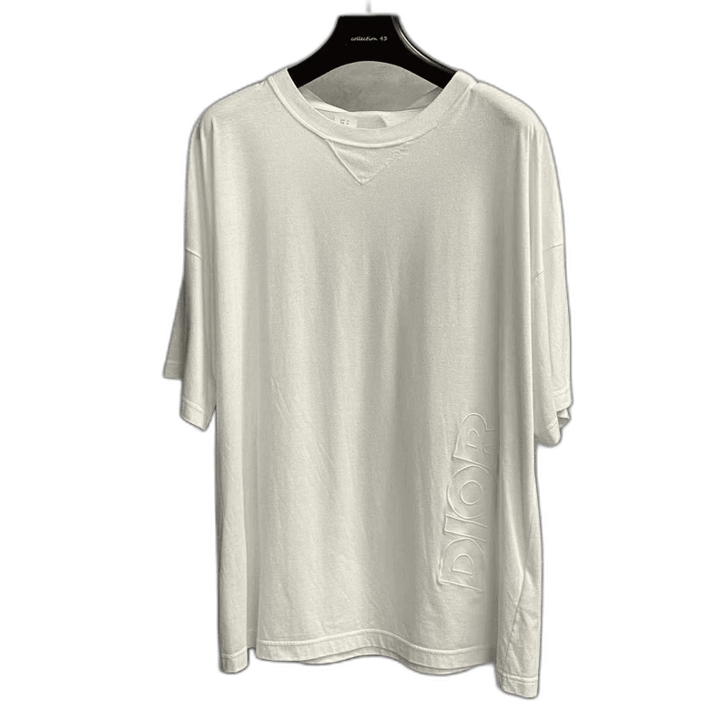 White Dior Embroidered Logo Short Sleeve Shirt-2505