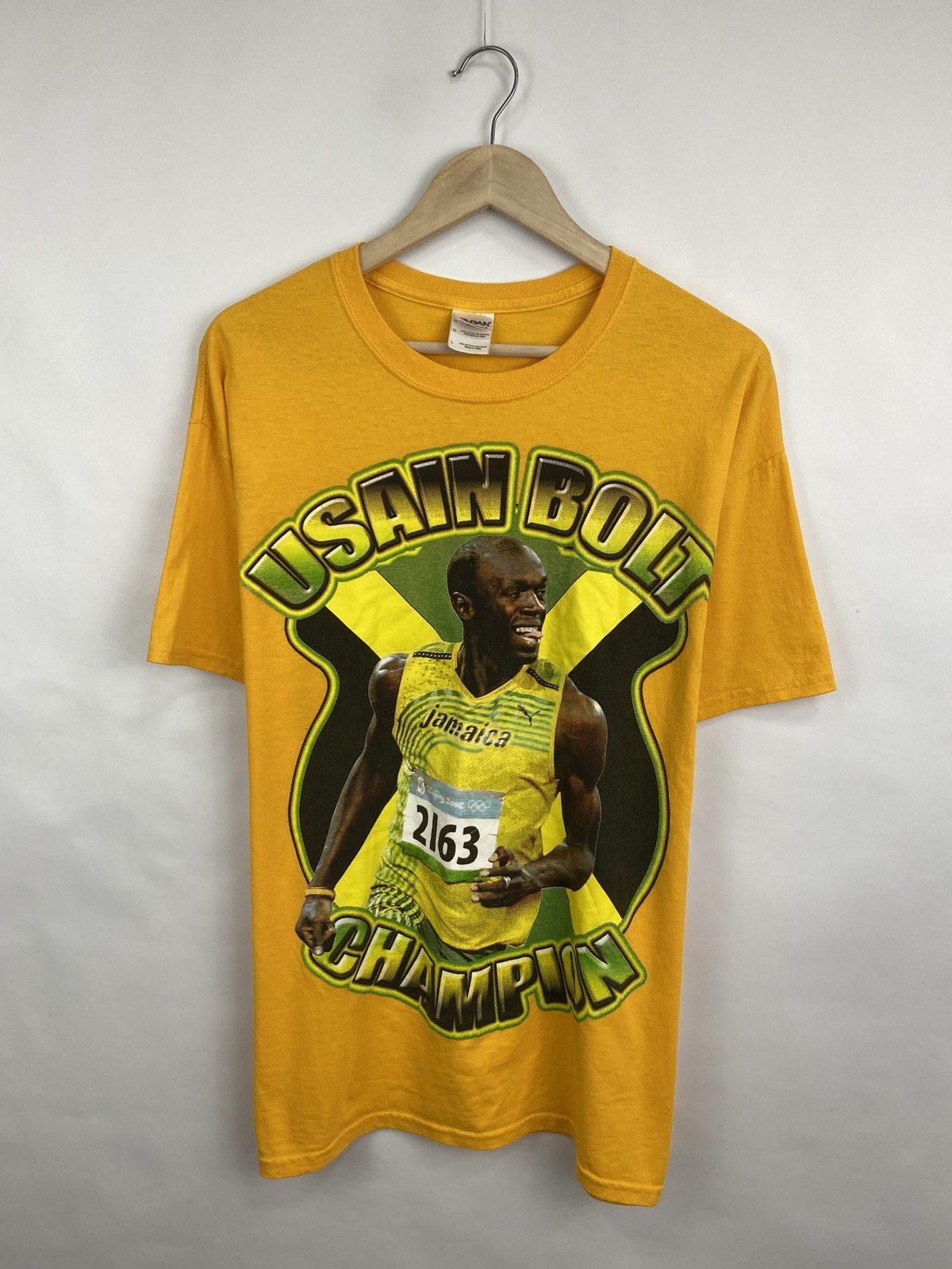 Gildan 🇯🇲 Vintage Y2K Usain Bolt Champion Jamaica T-Shirt Rare Hype Size US L / EU 52-54 / 3 - 3 Thumbnail