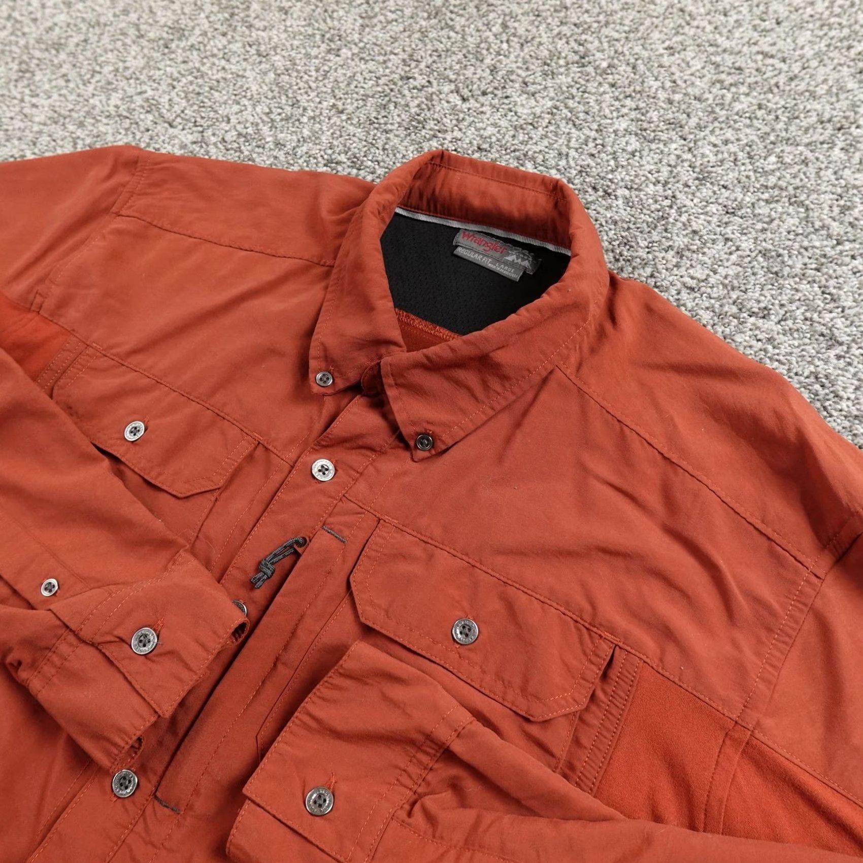 Wrangler Wrangler Shirt Mens L Orange Performance Button Up Long Sleeve Outdoor Hiking Size US L / EU 52-54 / 3 - 2 Thumbnail