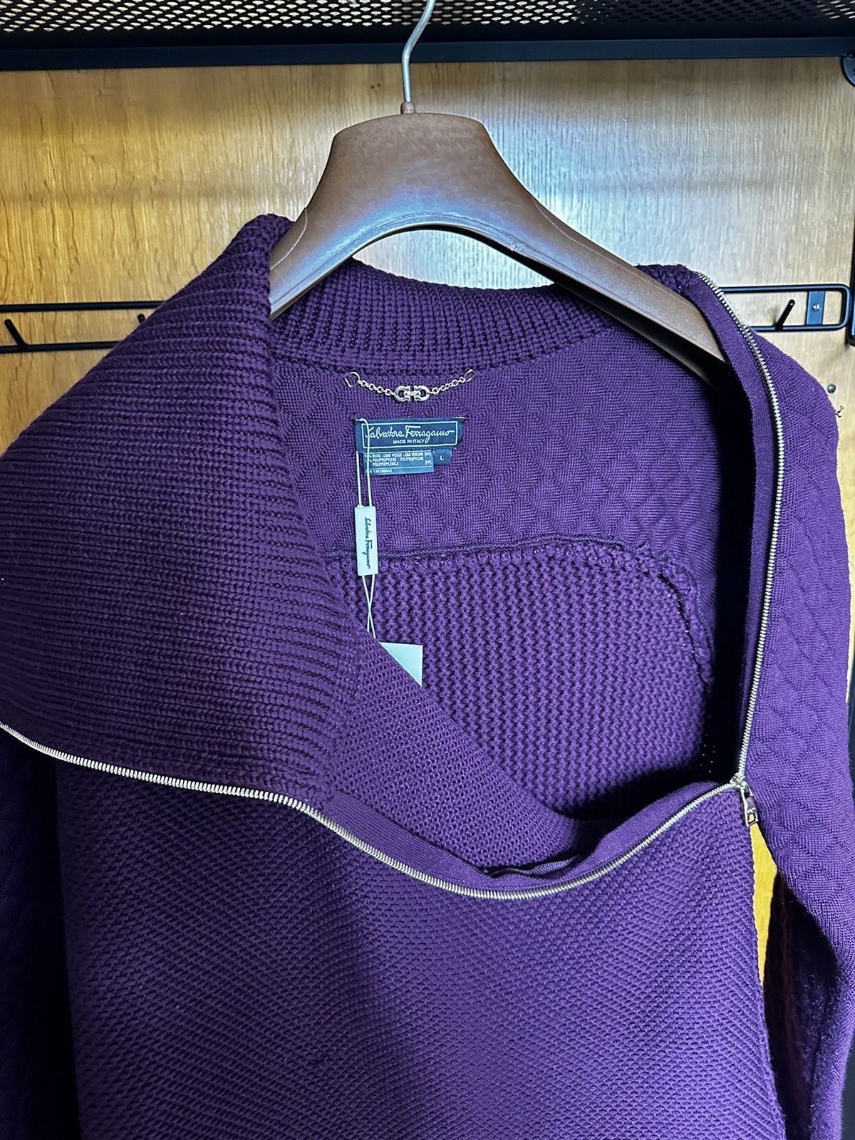 Salvatore Ferragamo FERRAGAMO PURPLE KNIT SWEATER Size L / US 10 / IT 46 - 4 Thumbnail