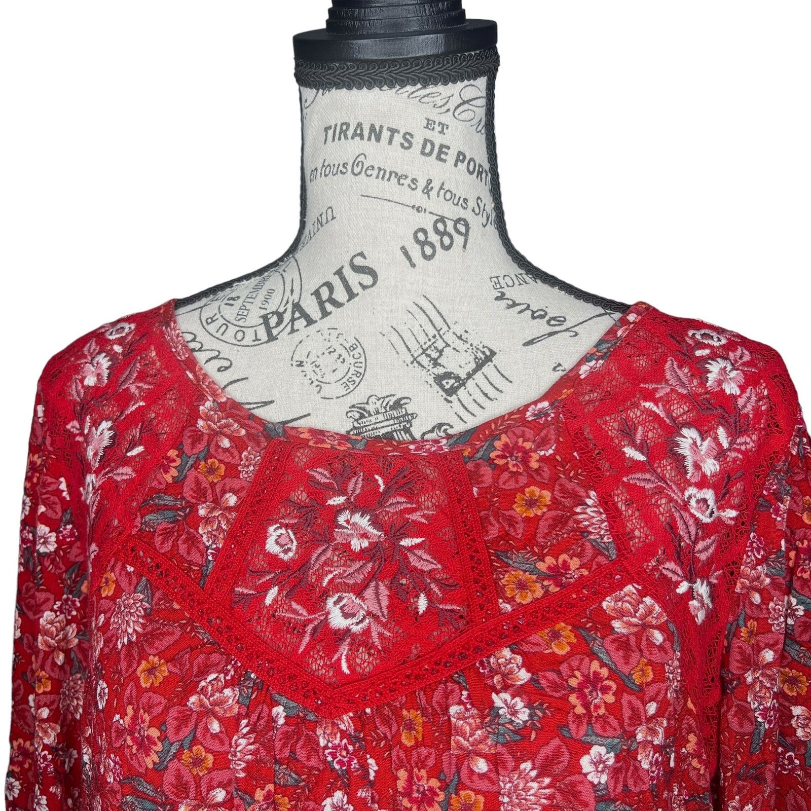 Other Tempesta Lace Detail 3/4 Sleeve Top - Stitch Fix Boho Blouse Size S / US 4 / IT 40 - 8 Thumbnail