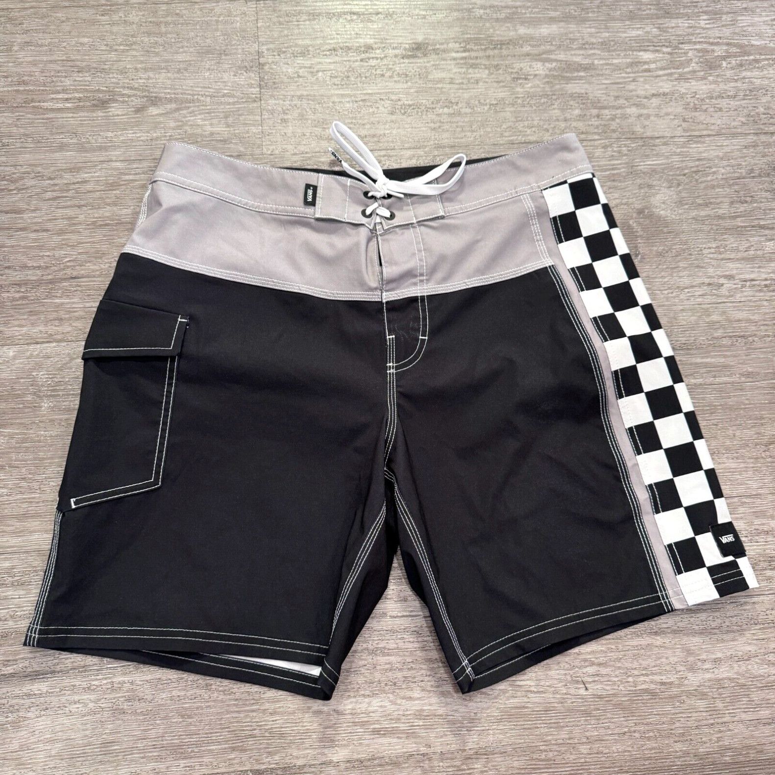 Vans VANS Shorts Mens 32 Black Checkered Sidebar Board Shorts 4 WAY Swim Trunk Hybrid Grailed