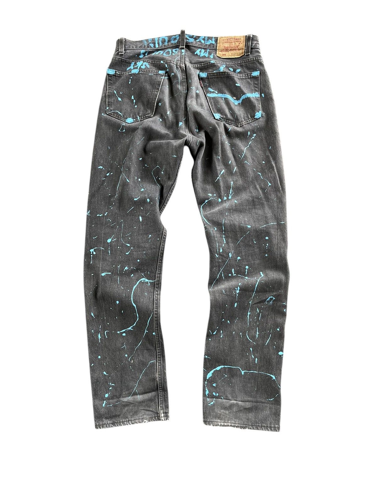 Levi's × Vintage 💥RARE Vintage Levi’s Sashiko Boro Painted Custom Jeans Size US 33 - 2 Thumbnail