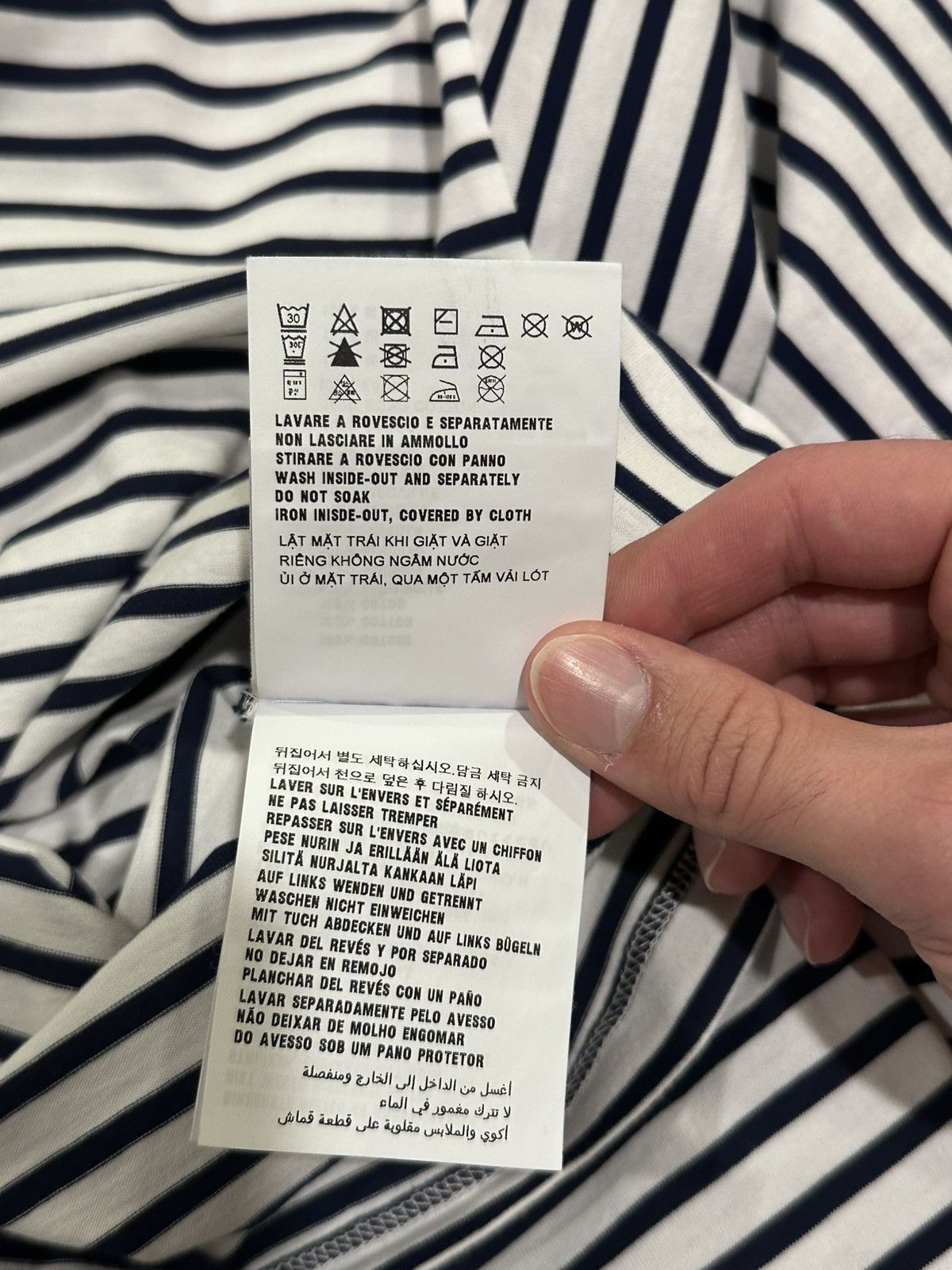 Prada Prada Striped Navy White Cotton Pocket Triangle Logo T-Shirt Size US XXL / EU 58 / 5 - 15 Thumbnail