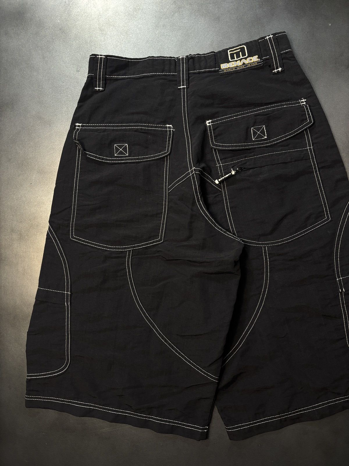 Menace × Vintage Vintage Menace Jeans Shorts 90s Nylon Raver Contrast Stitch Size US 28 / EU 44 - 24 Thumbnail
