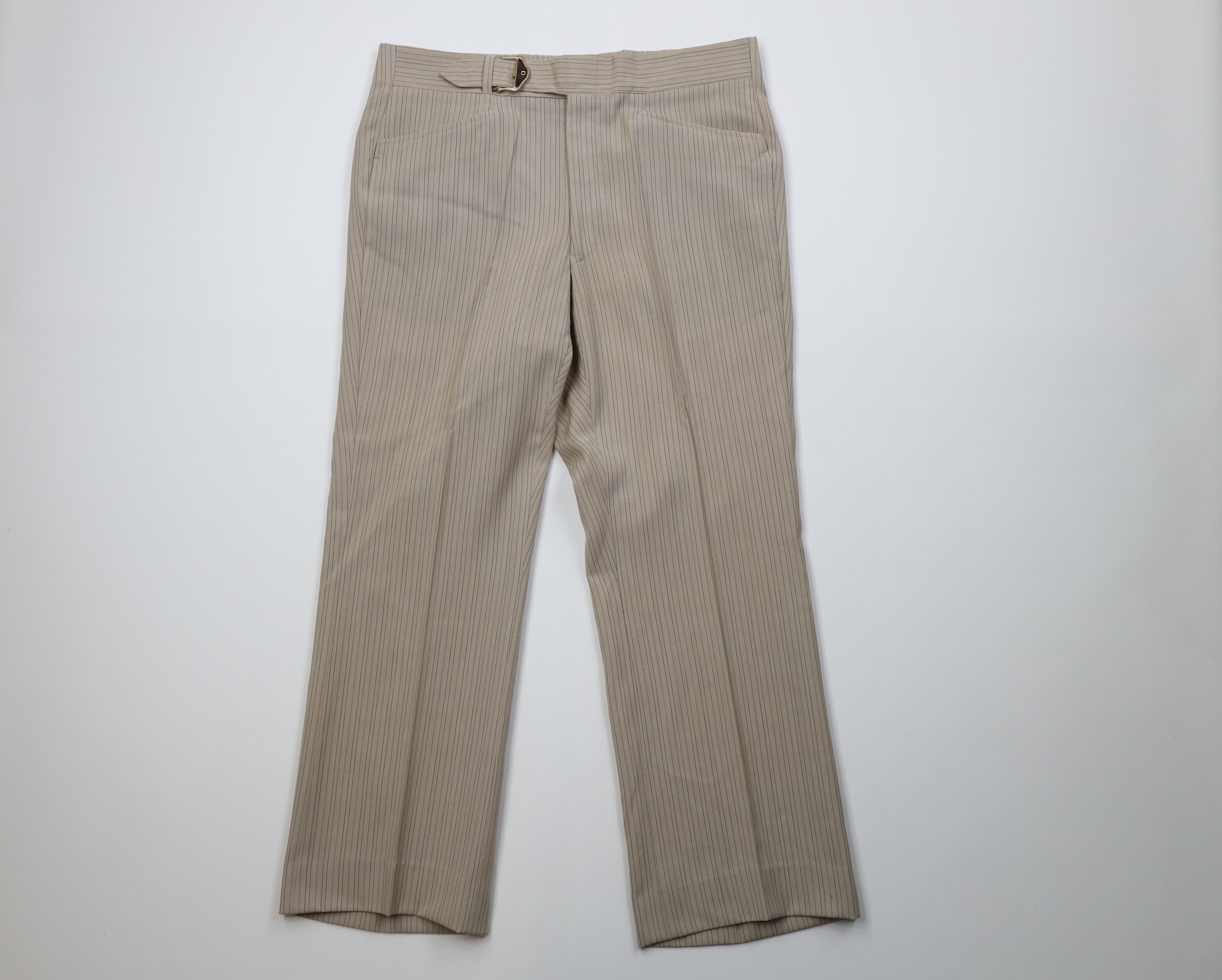 Vintage Vintage 60s 70s Rockabilly Pinstriped Wide Leg Chino Pants Size US 34 / EU 50 - 1 Thumbnail