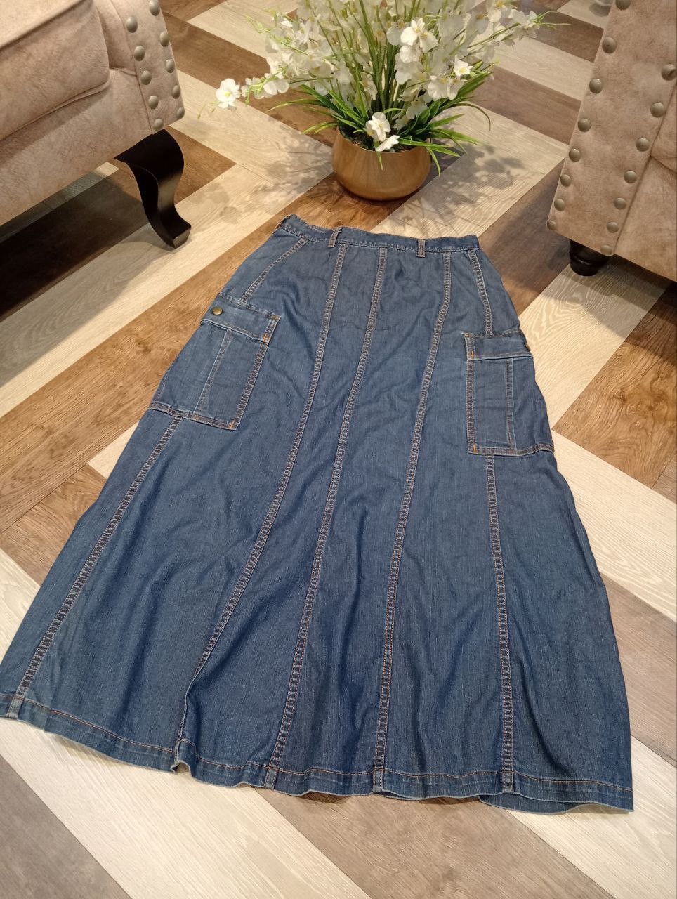 Tricot Comme des Garcons TRICOT COMME DES GARCONS CARGO-STYLE MAXI BLUE DENIM SKIRT Size 28" / US 6 / IT 42 - 6 Thumbnail