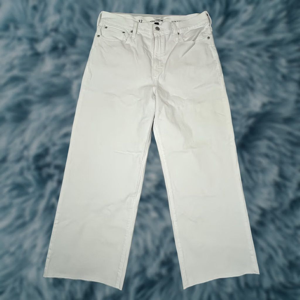 J.Crew J.CREW Jeans Women's 32 x 26 White Denim High Rise Slim Wide-Leg 5-Pocket Logo Comfort Stretch Machine Washable Vintage No Hem Incorrect? Size 24" / US 00 / IT 34 - 1 Thumbnail