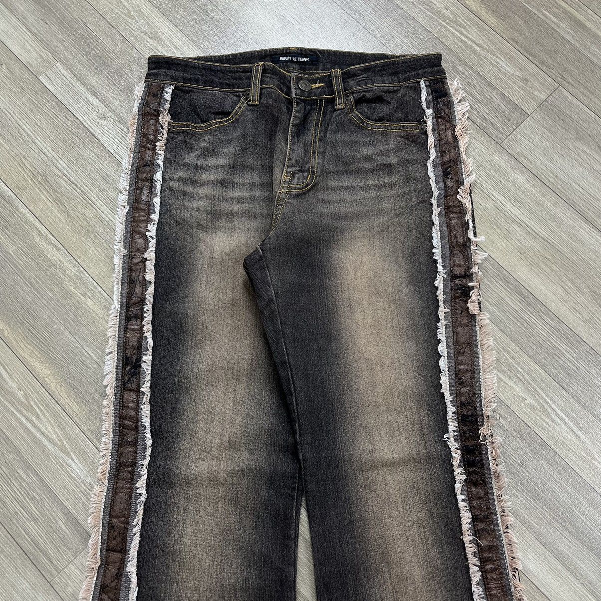 If Six Was Nine × Japanese Brand × Le Grande Bleu (L.G.B.) Y2K Avant Le Temps Waxed Leather Faded Flare Jeans Bootcut Size 27" / US 4 / IT 40 - 3 Thumbnail