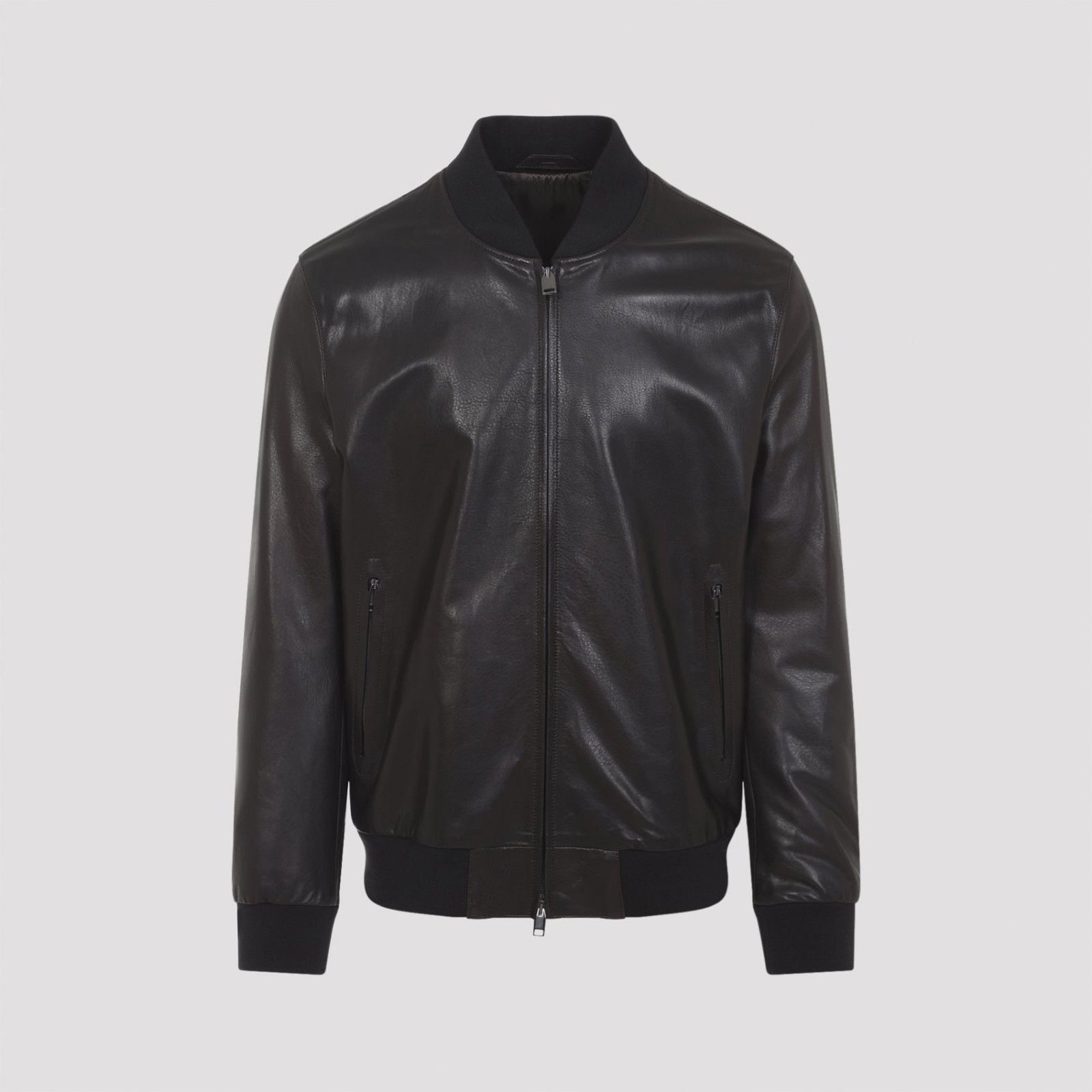 Brioni BRIONI Black Leather Bomber Jacket New & Authentic (Men's si Size US XL / EU 56 / 4 - 1 Thumbnail
