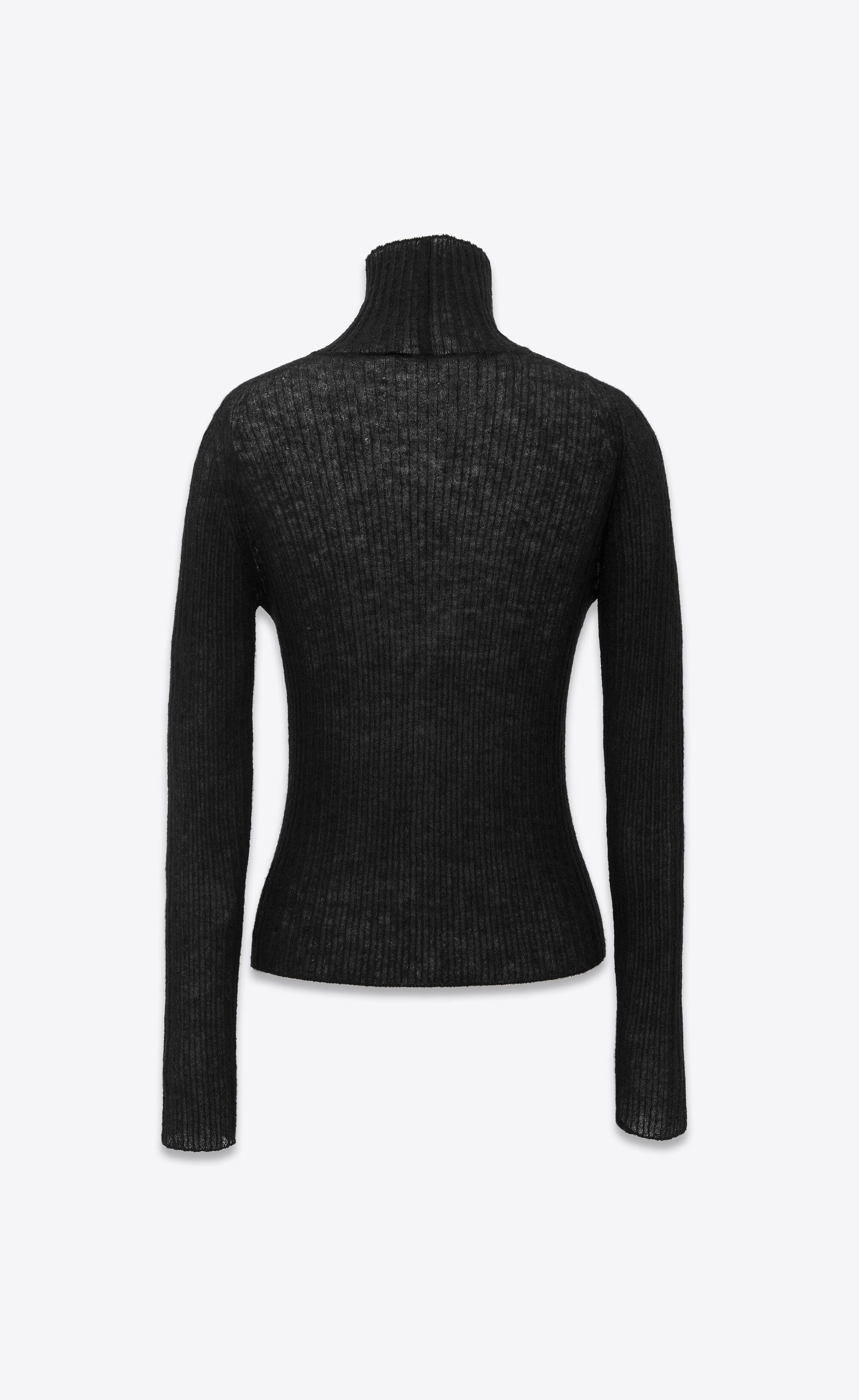 Saint Laurent Paris o1tr1nto0325 Turtleneck Sweater in Ribbed Knit in Black Size M / US 6-8 / IT 42-44 - 3 Thumbnail