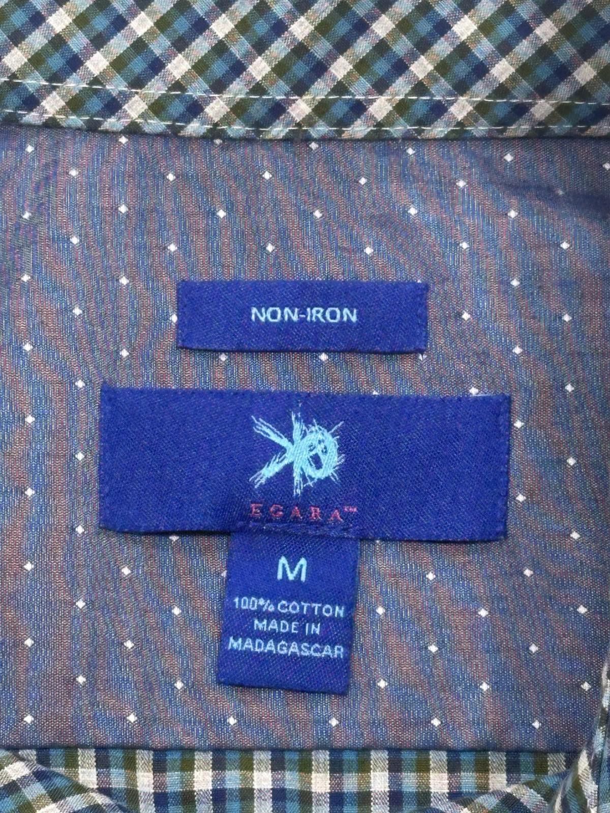 Egara Egara Plaid Non-Iron 100% Cotton Button Up Blue/Green Mens M Size US M / EU 48-50 / 2 - 6 Thumbnail