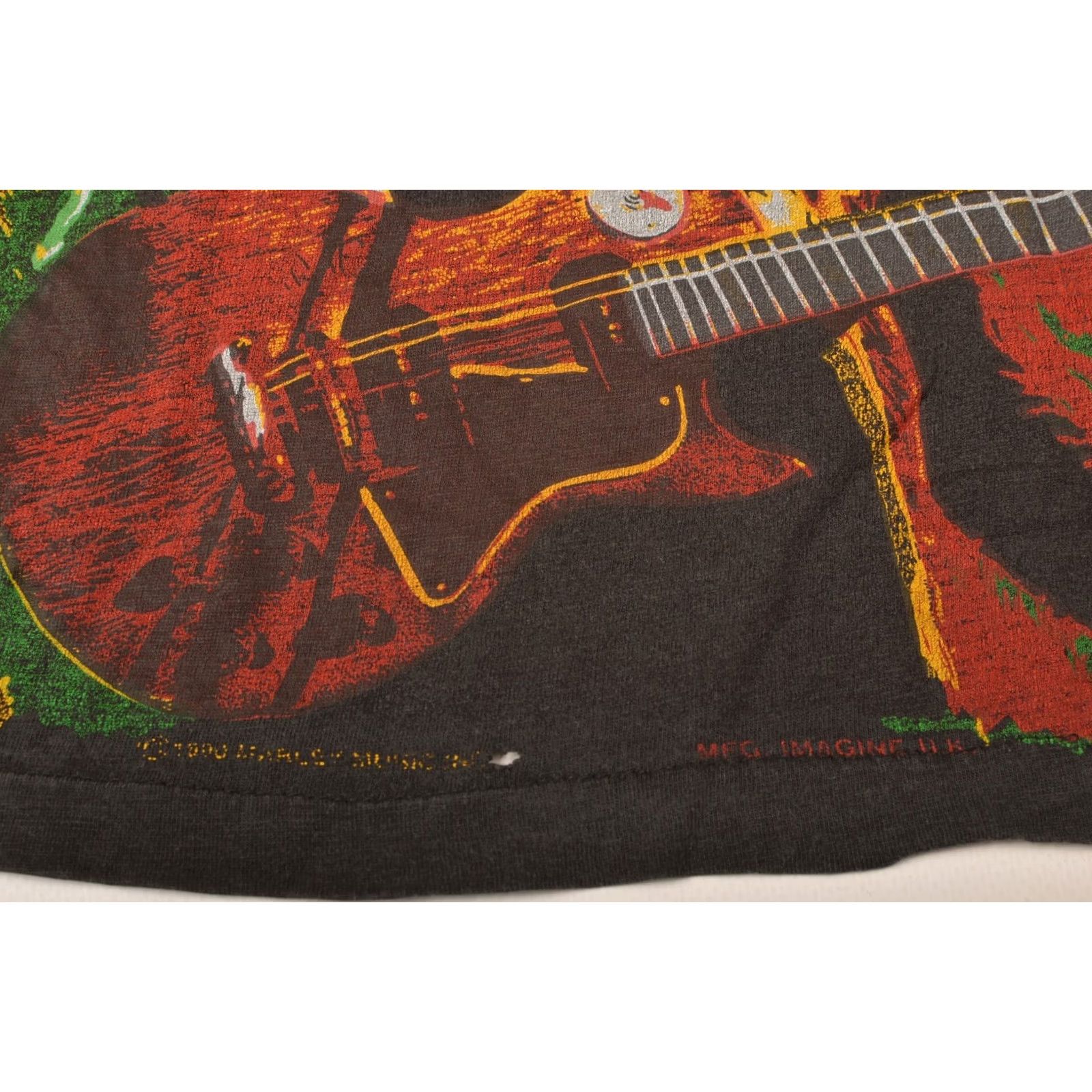 Vintage Bob Marley T-Shirt M Black Vintage 1990 Worn Distressed Imagine UK Cropped Tee Mens Size M Size US M / EU 48-50 / 2 - 4 Thumbnail