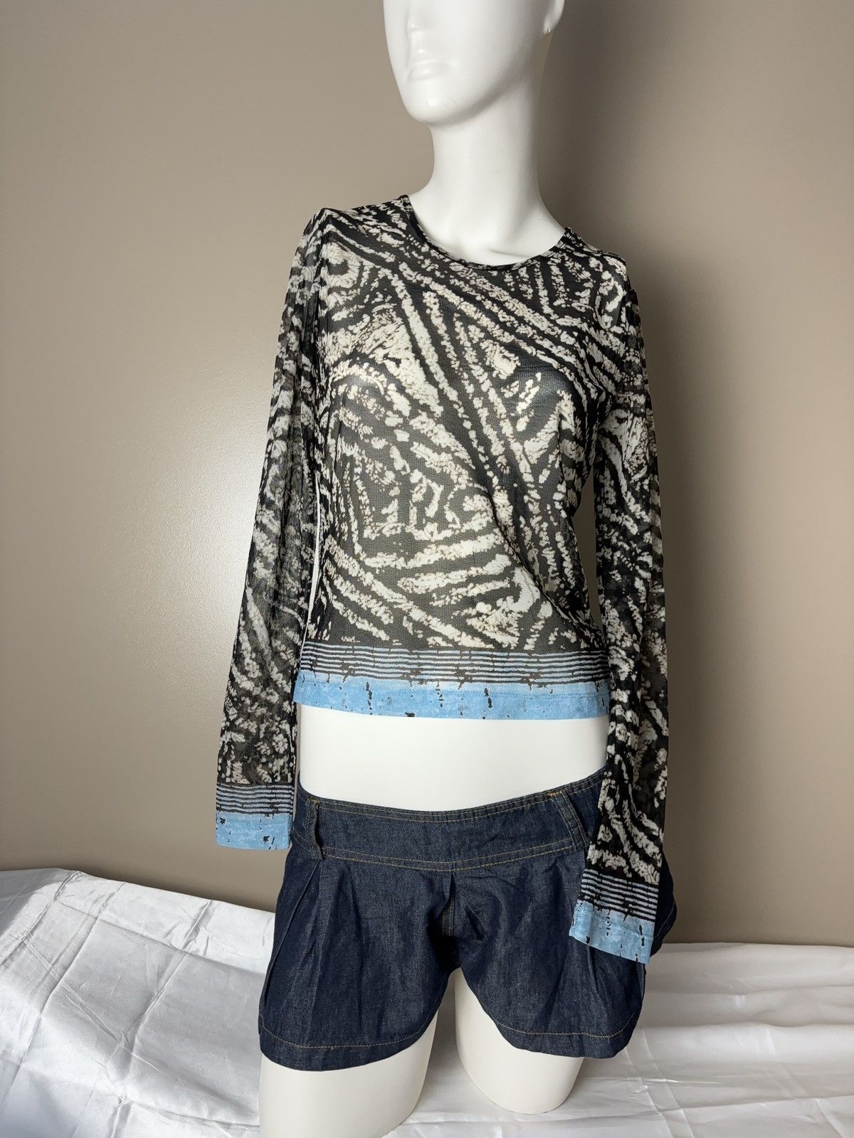 Vintage Mixed mesh vintage boho long sleeve top Size M / US 6-8 / IT 42-44 - 4 Thumbnail